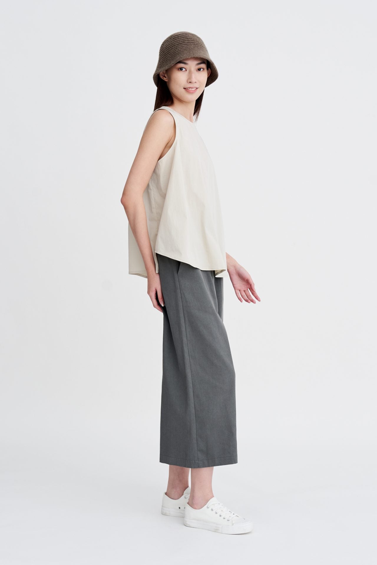 Pin Tuck Sleeveless Blouse