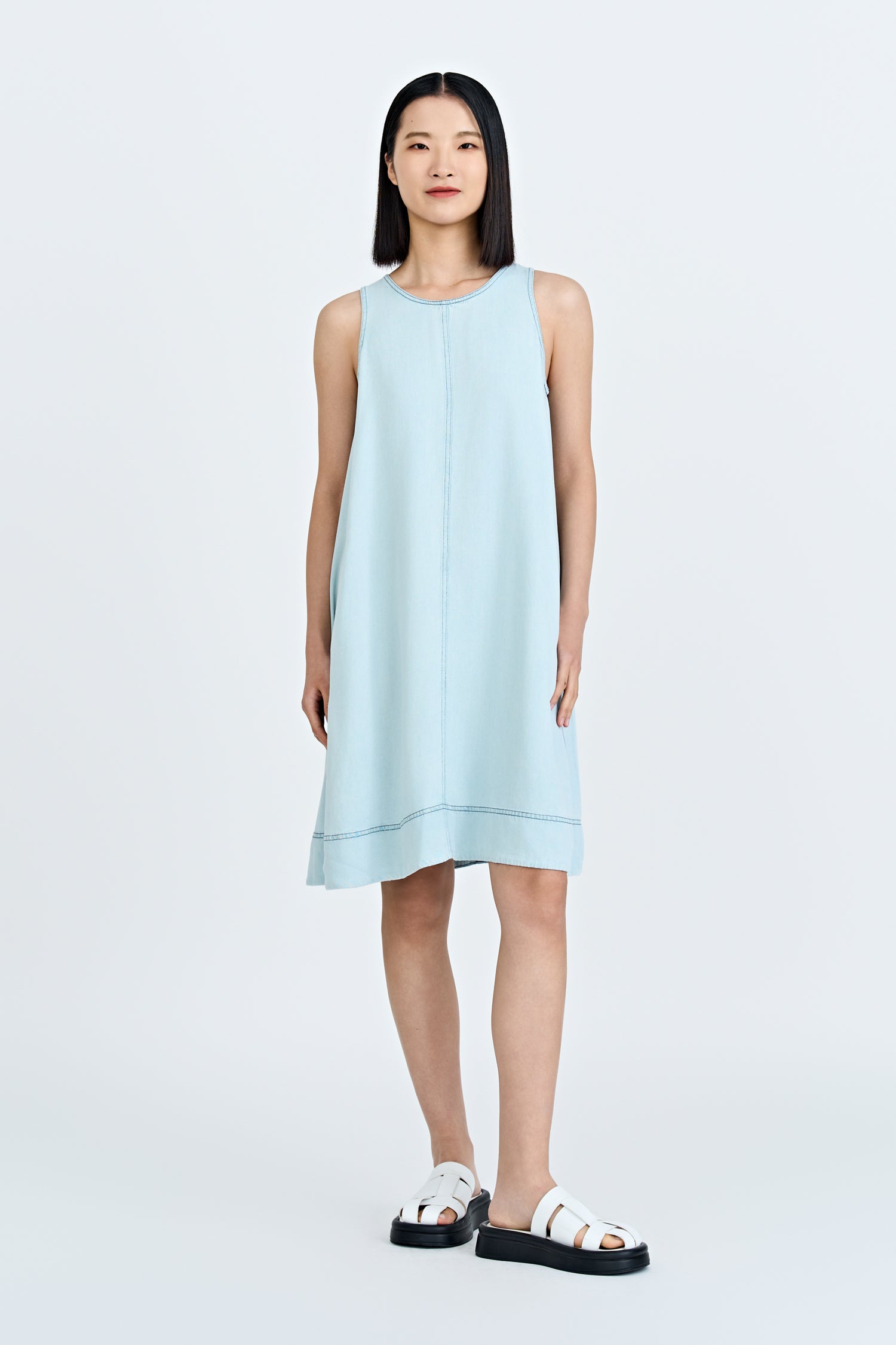 denim dress malaysia SLEEVELESS BUTTON UP DENIM DRESS OOTD19908 OOTD MALAYSIA