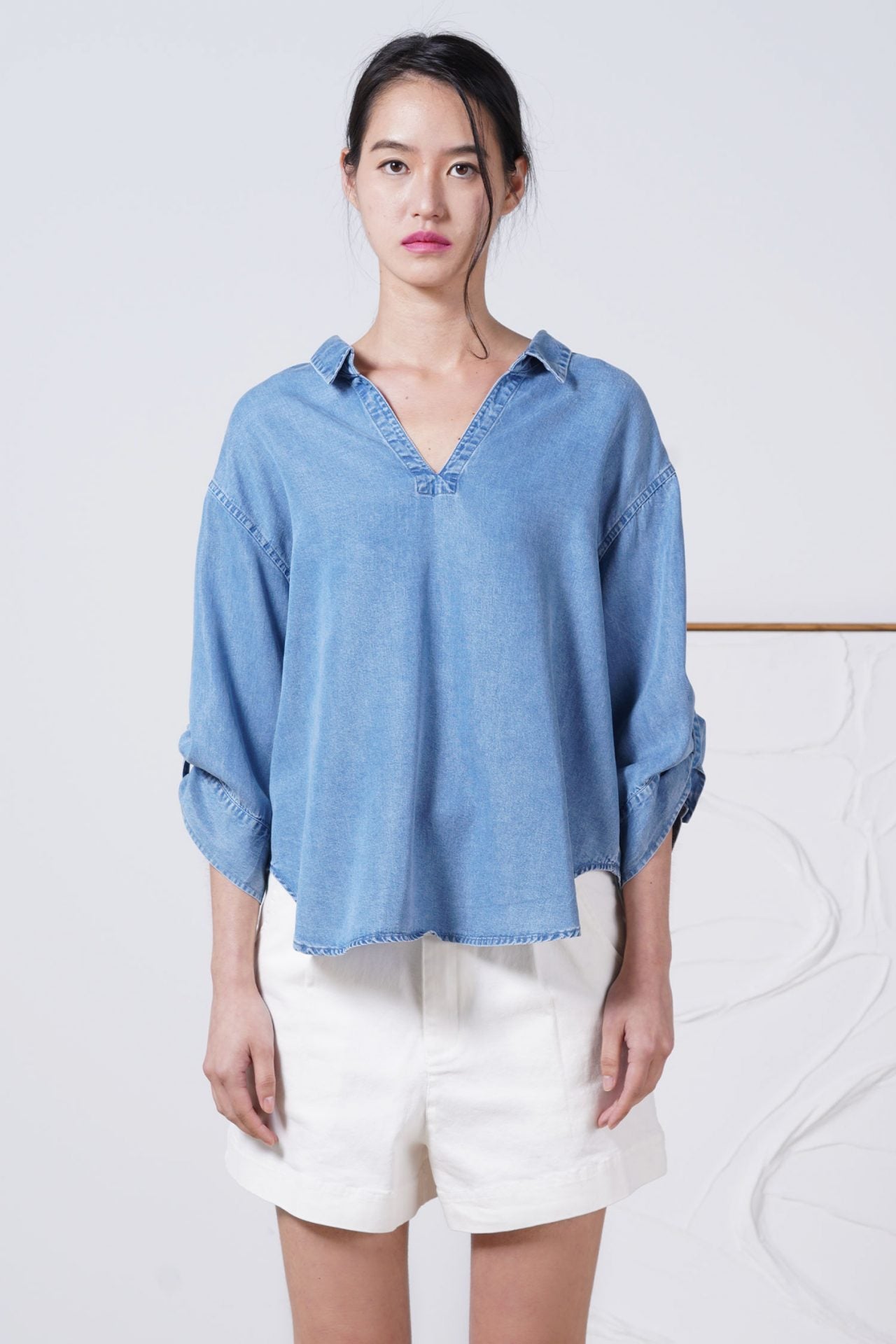 Denim Collared Blouse - Denim