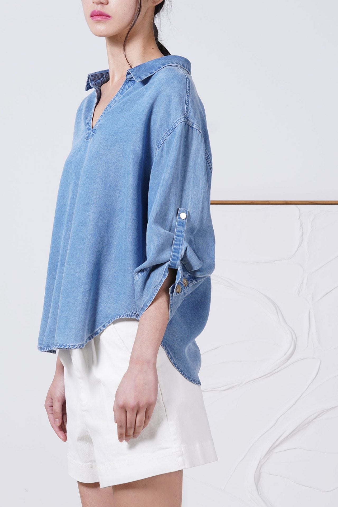 Denim Collared Blouse - Denim
