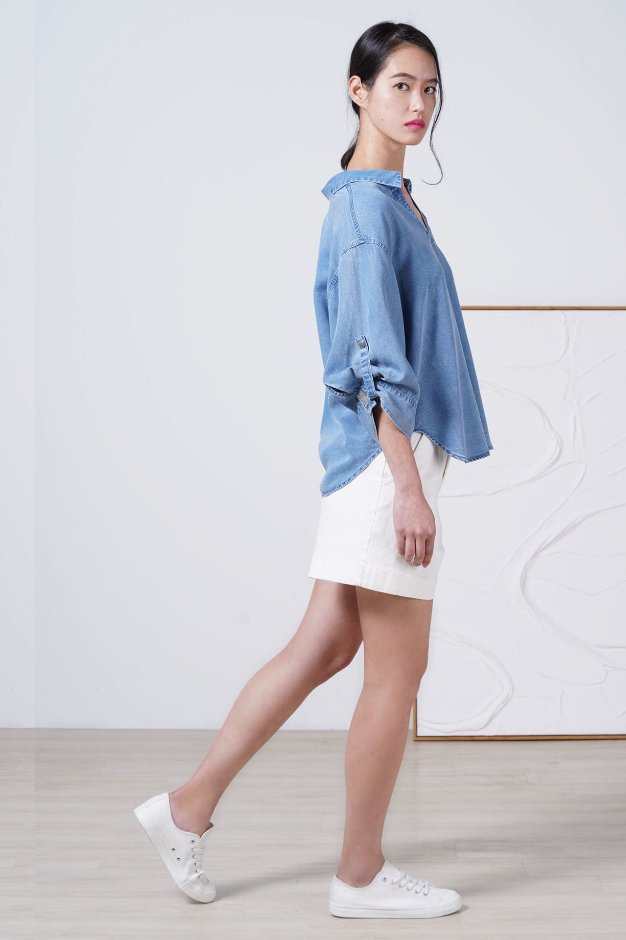 Denim Collared Blouse - Denim