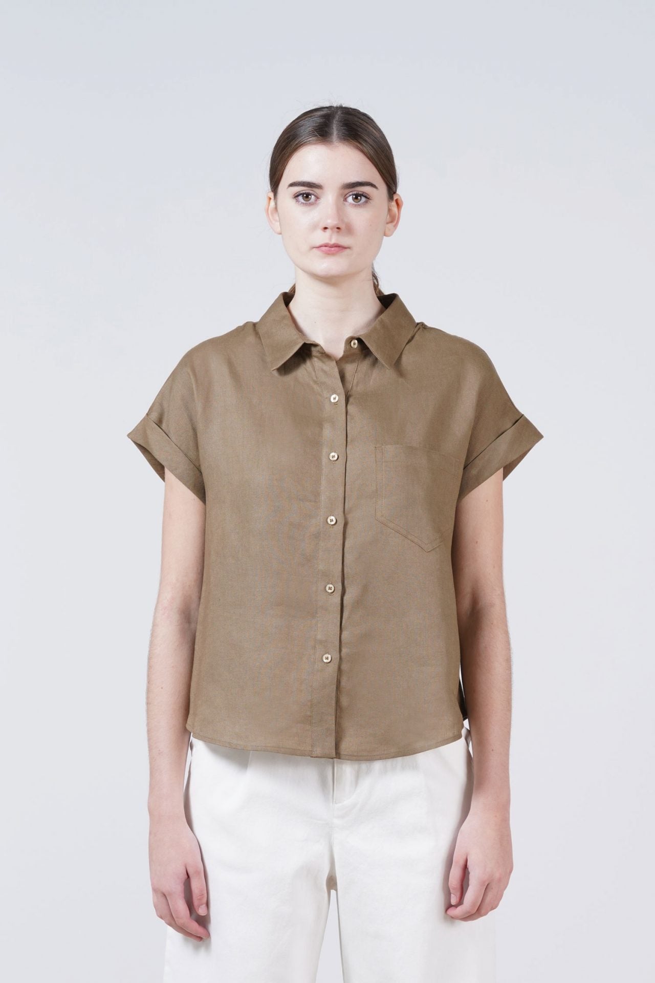 Linen Button Front Blouse