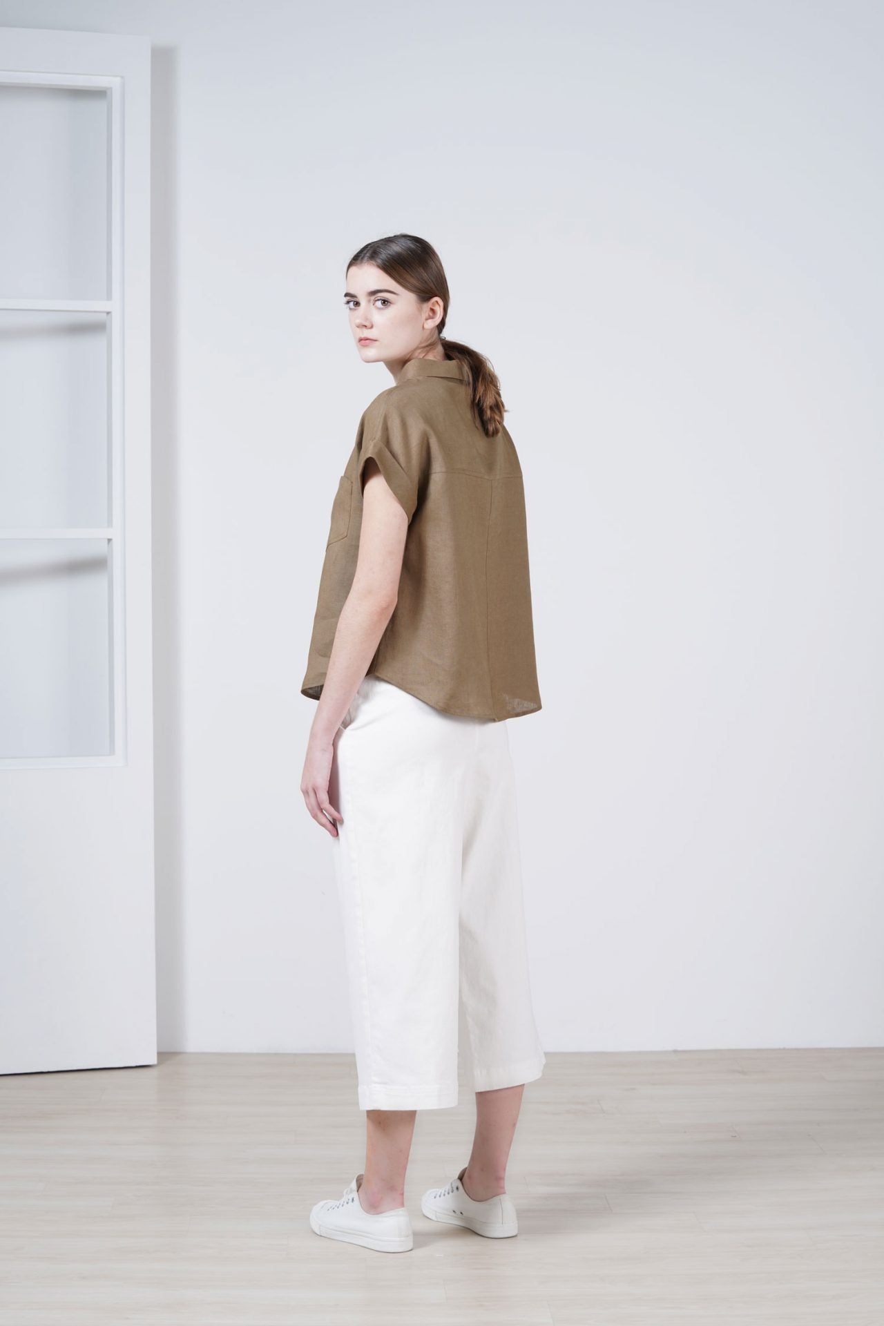 Linen Button Front Blouse