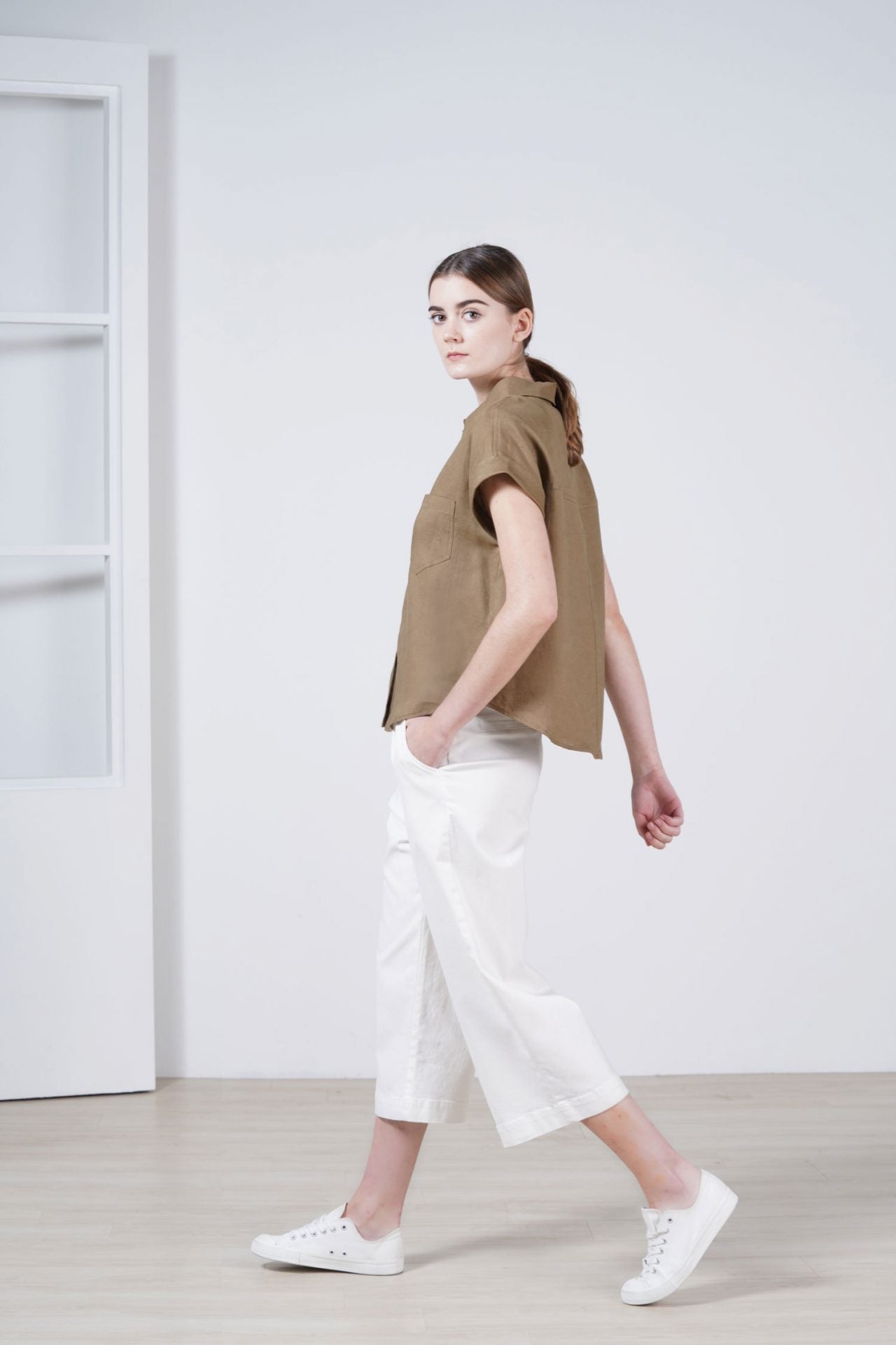 Linen Button Front Blouse