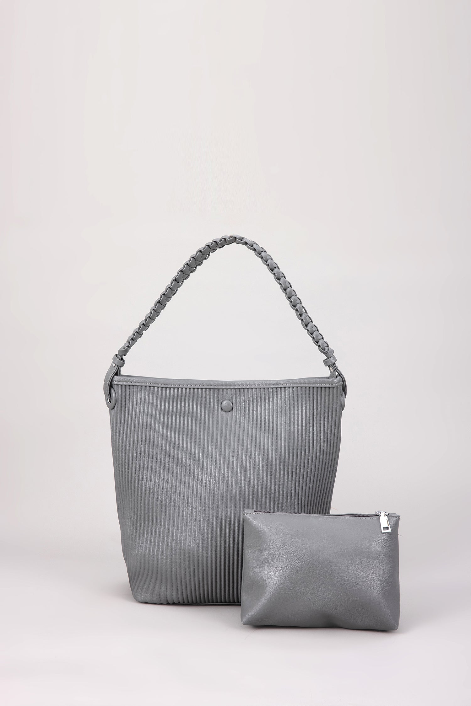 Braided Hobo Bag - Dark Grey