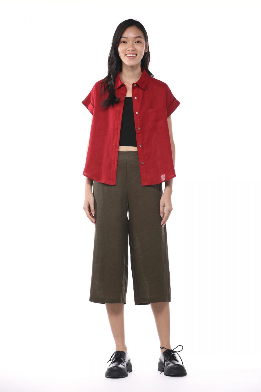 Linen Button Front Blouse