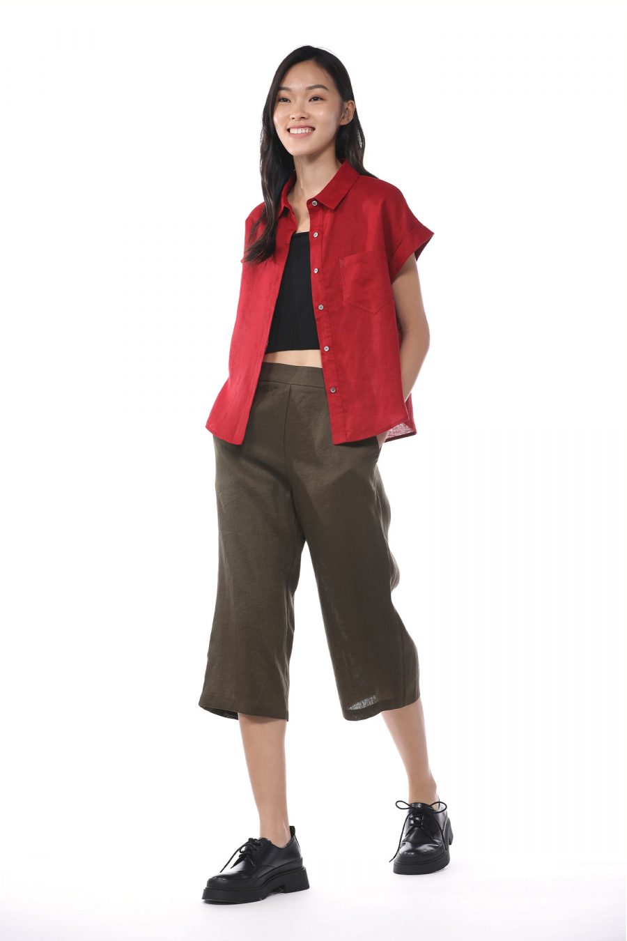 Linen Button Front Blouse