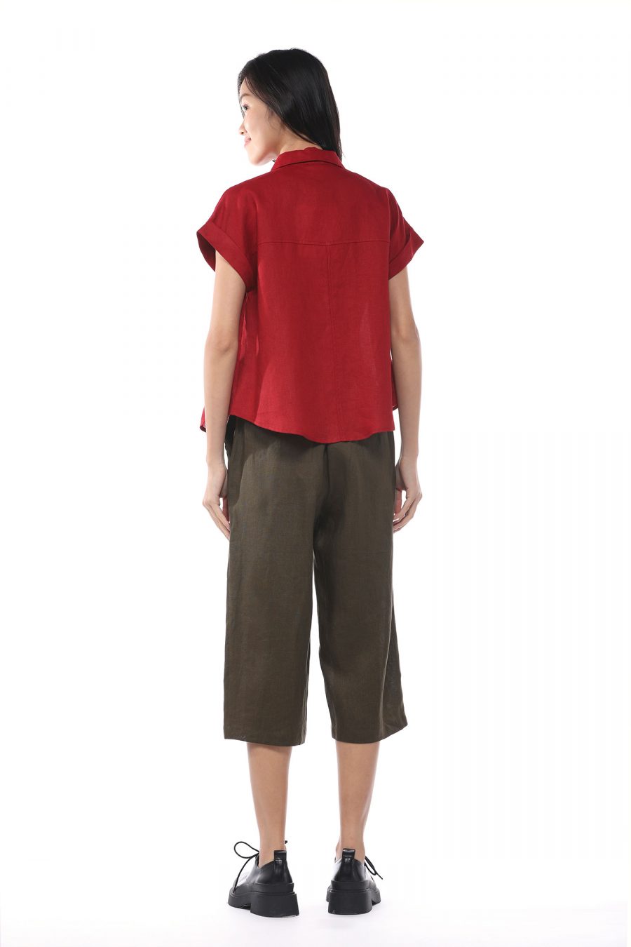 Linen Button Front Blouse