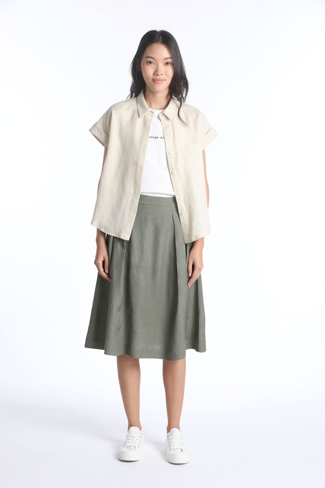 Linen Button Front Blouse