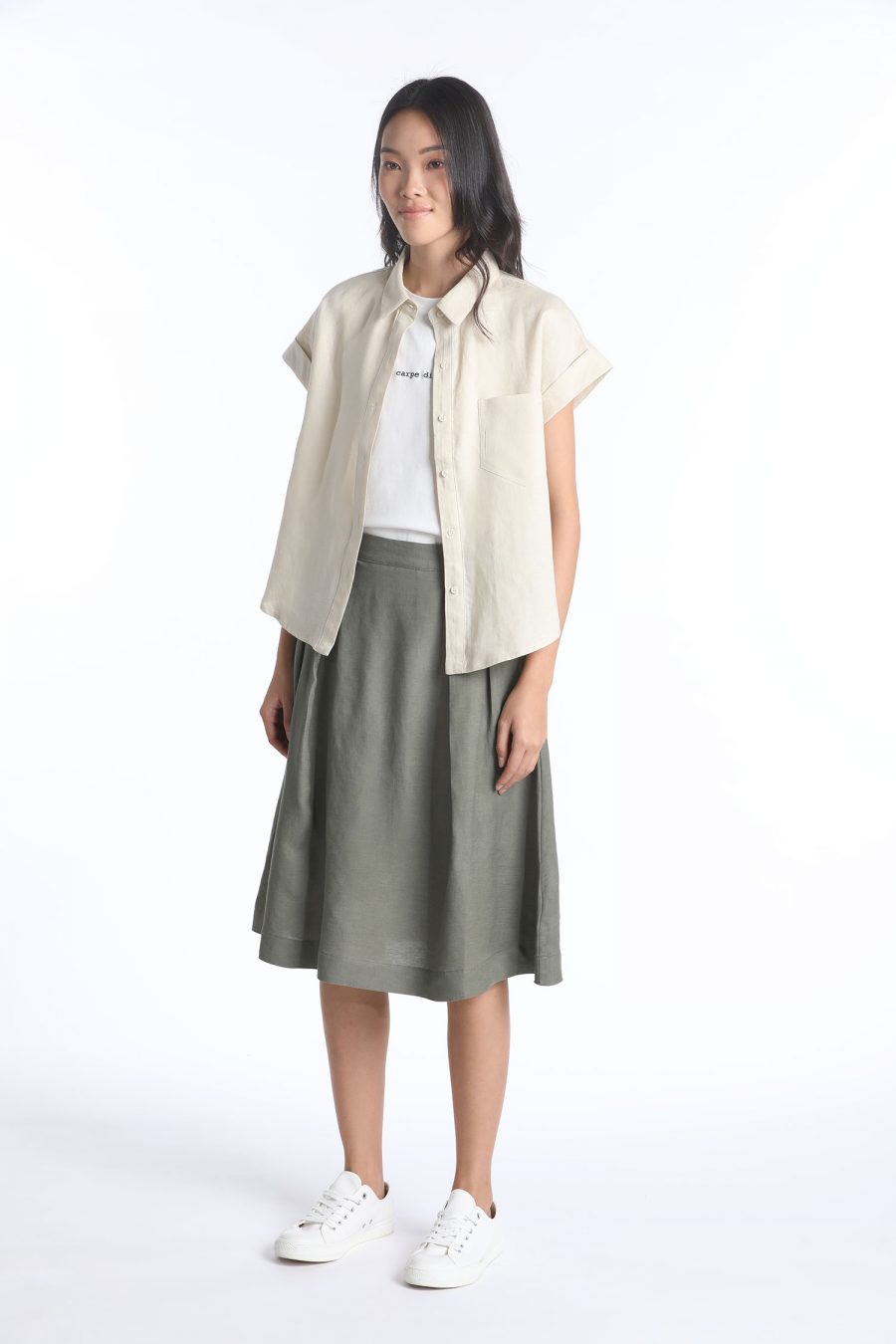 Linen Button Front Blouse