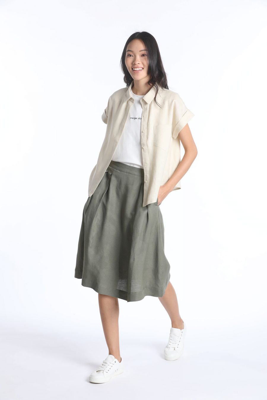 Linen Button Front Blouse