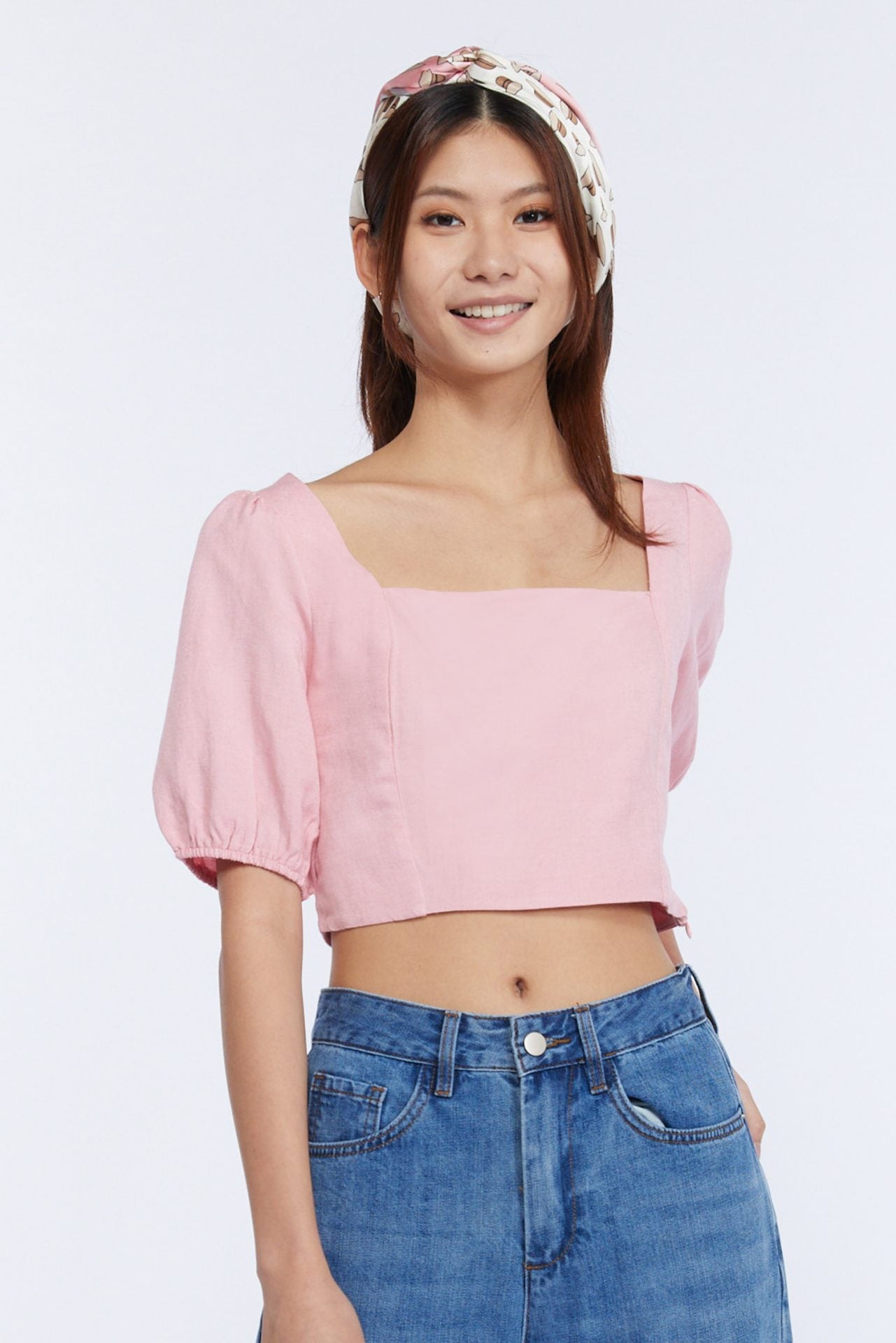 Linen Square Neck Top