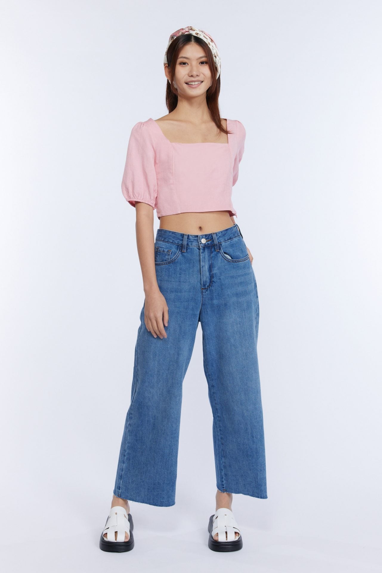 Linen Square Neck Top