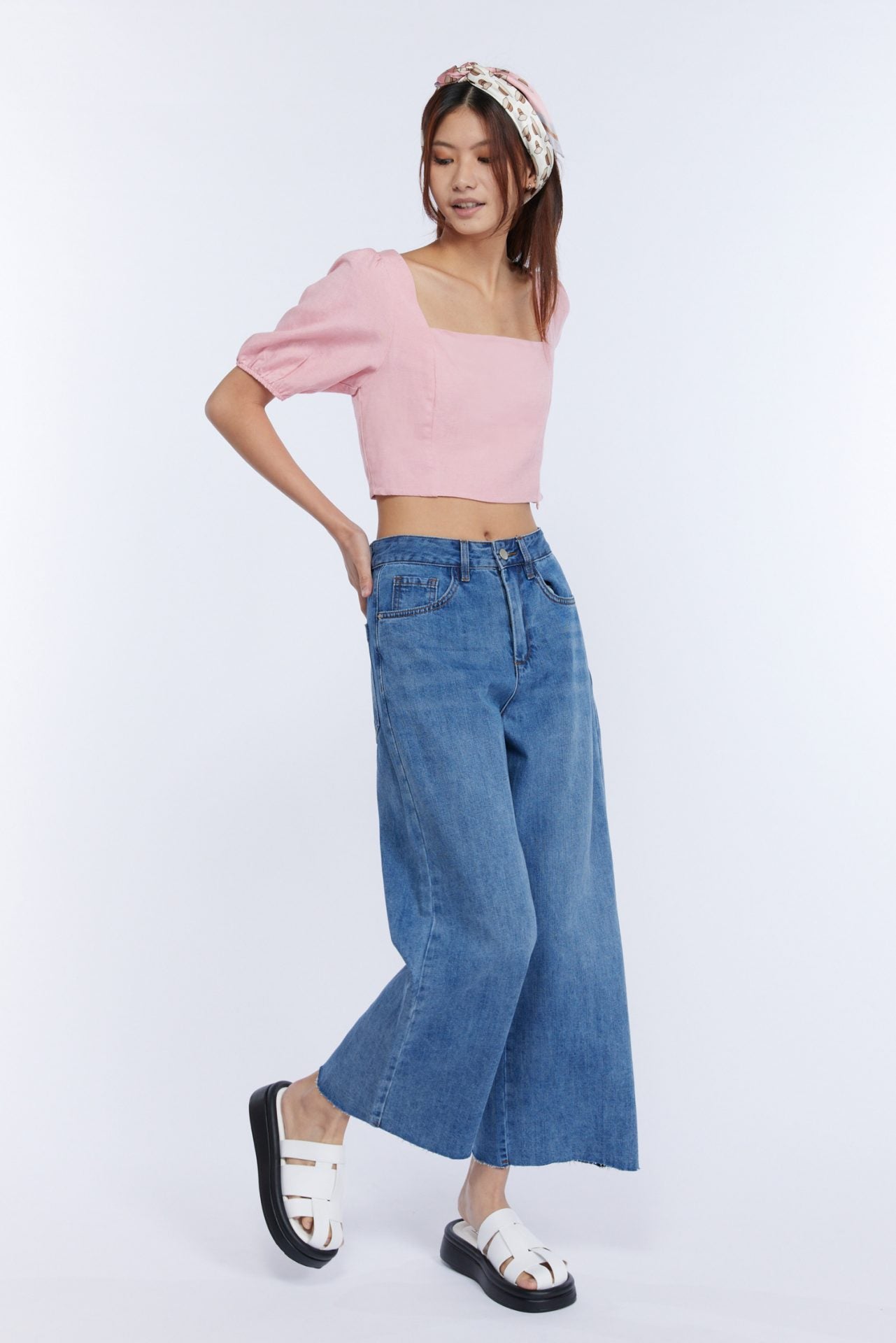 Linen Square Neck Top