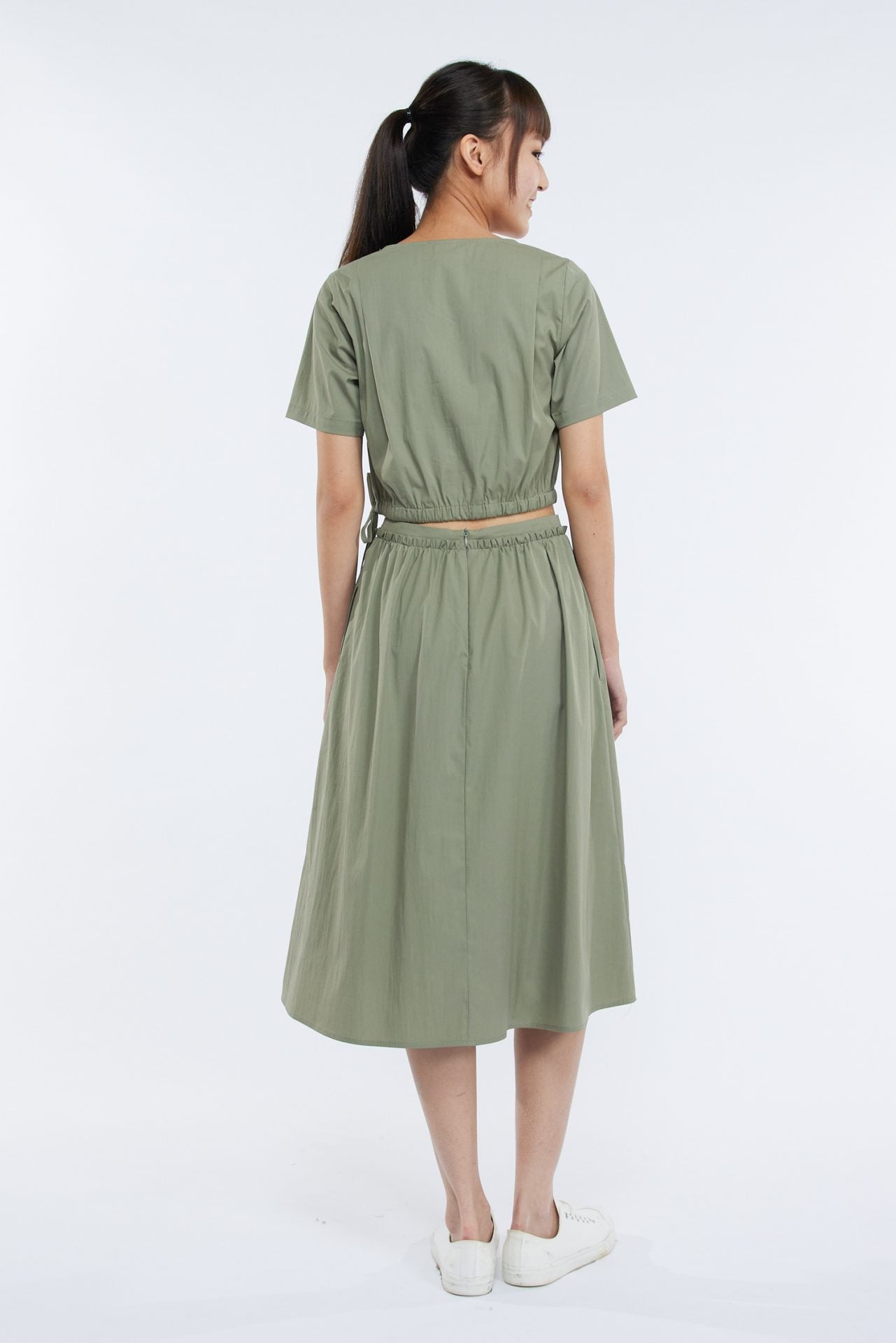 Cotton Square Neck Draw Waist Blouse