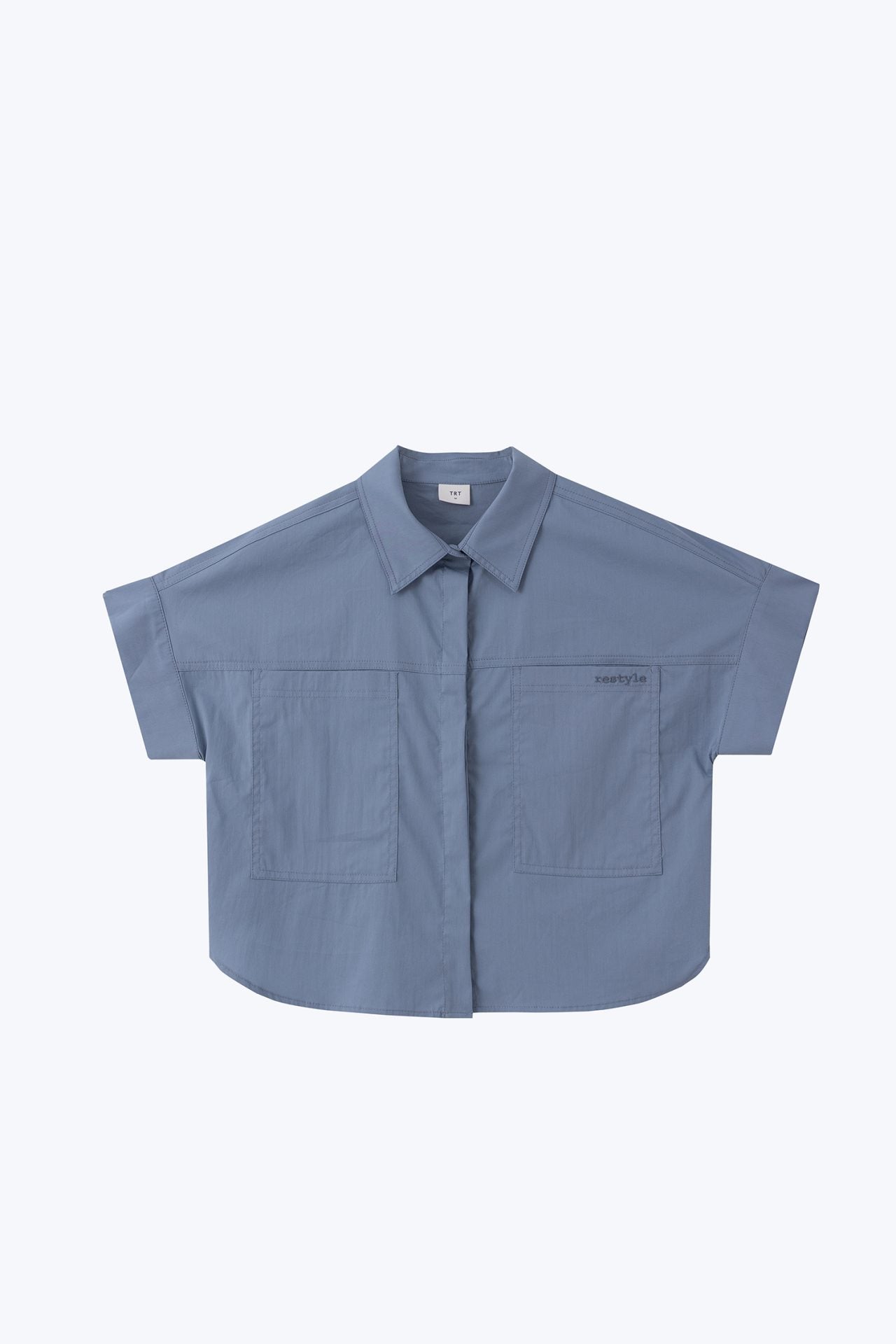 Cotton Patch Pocket Blouse - Dusty Blue
