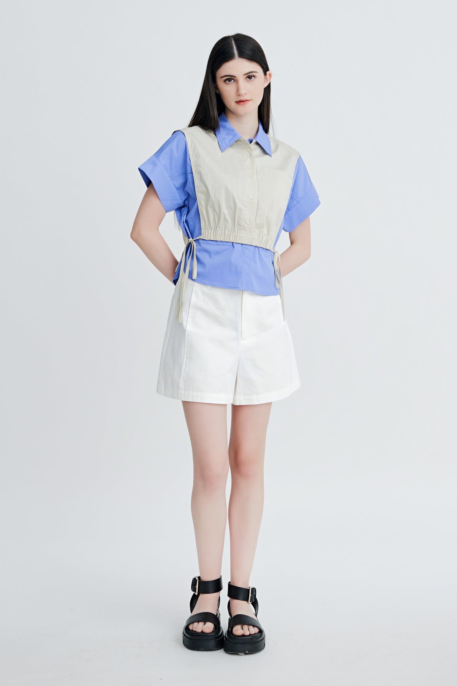 Cotton Patch Pocket Blouse - Periwinkle