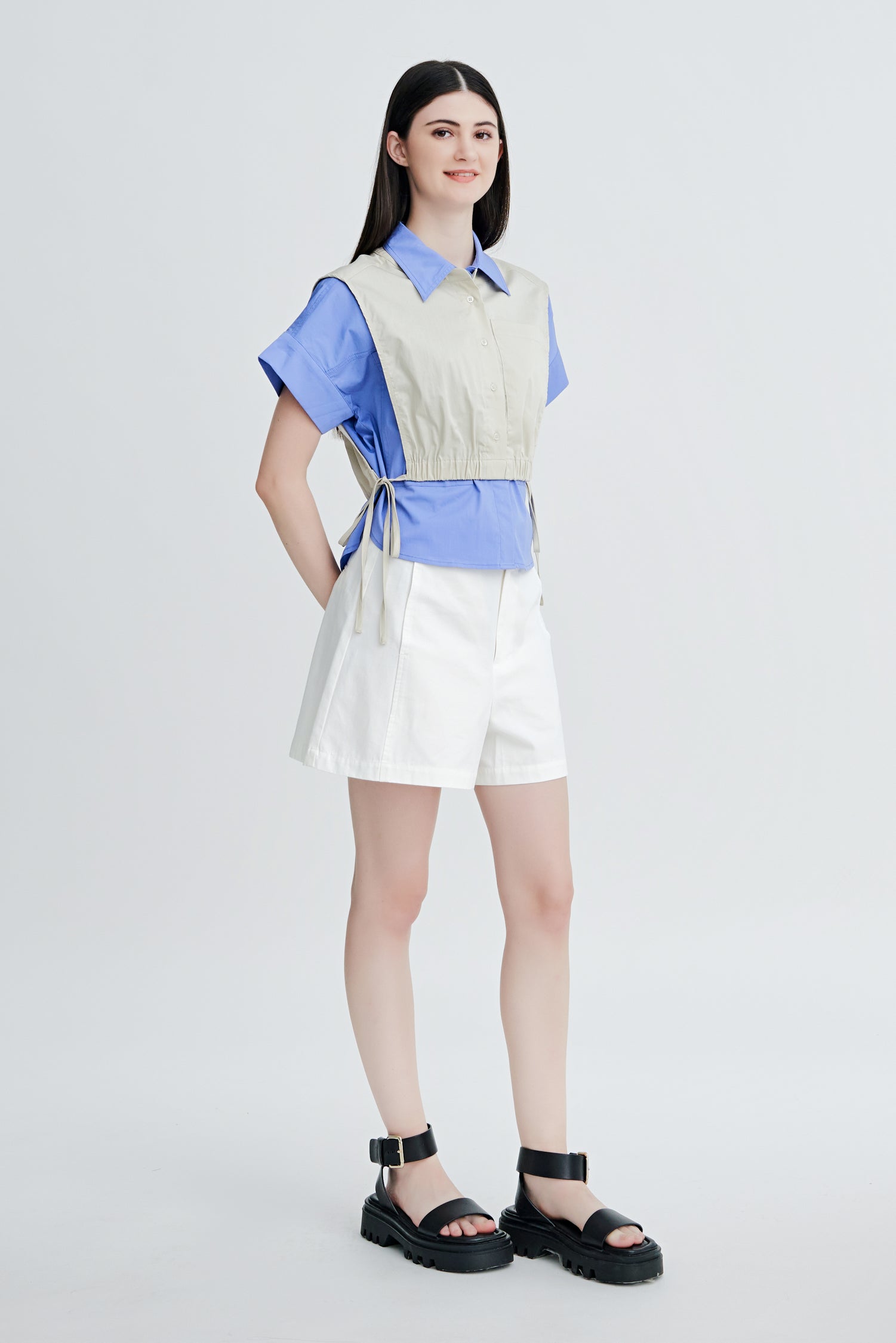 Cotton Patch Pocket Blouse - Periwinkle