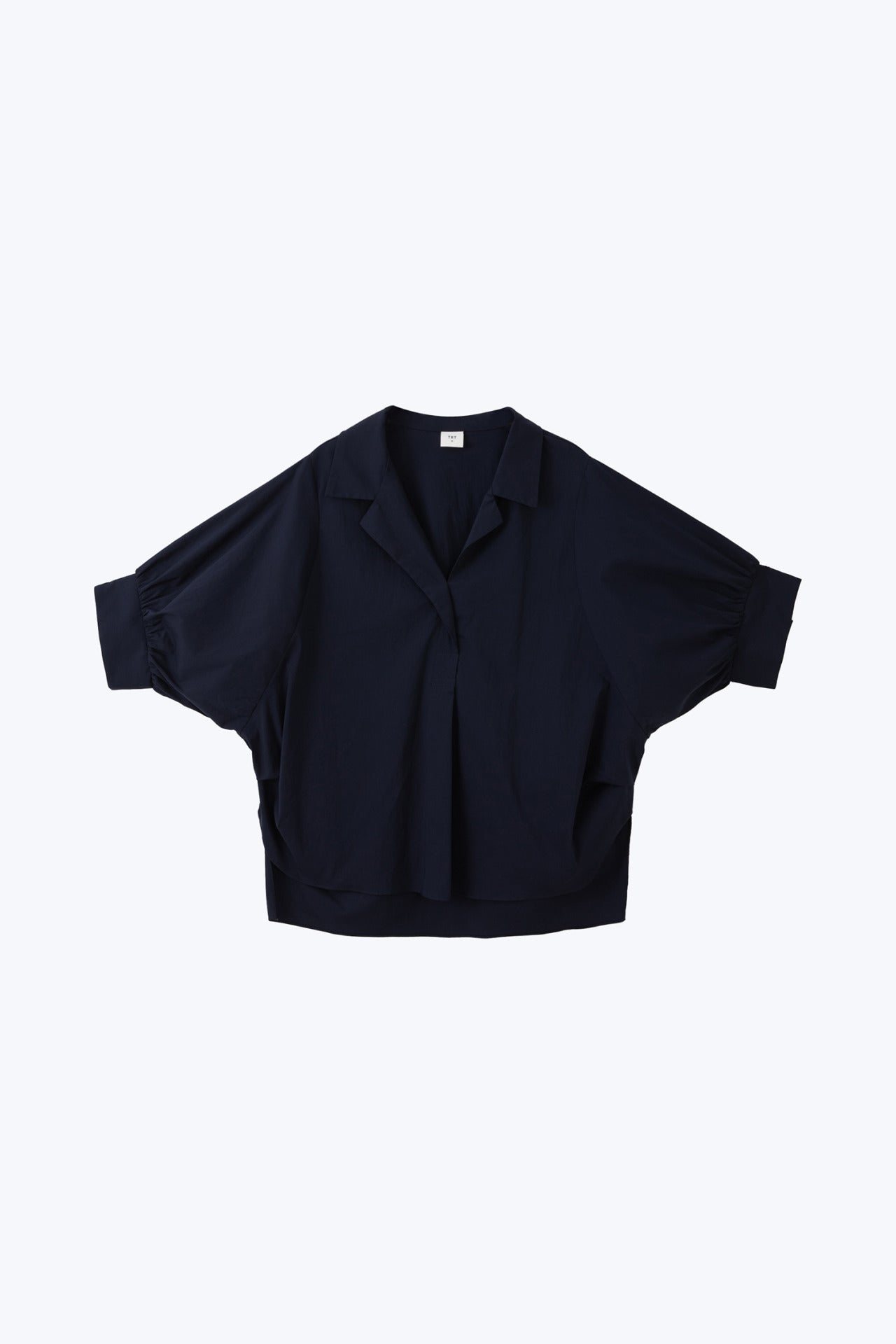 Cotton Puff Sleeve Blouse - Navy
