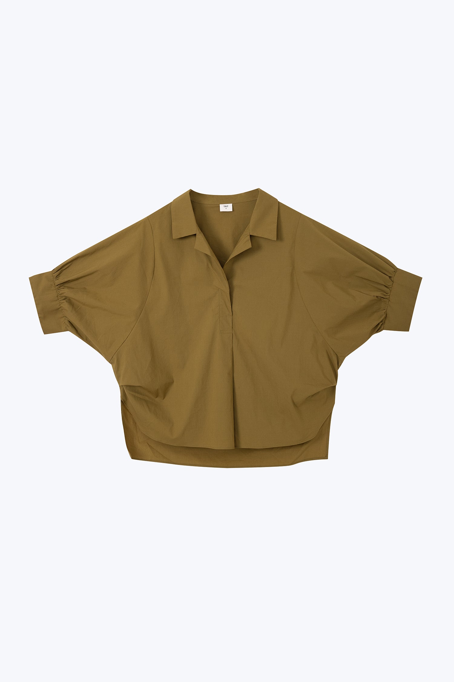 Cotton Puff Sleeve Blouse - Olive