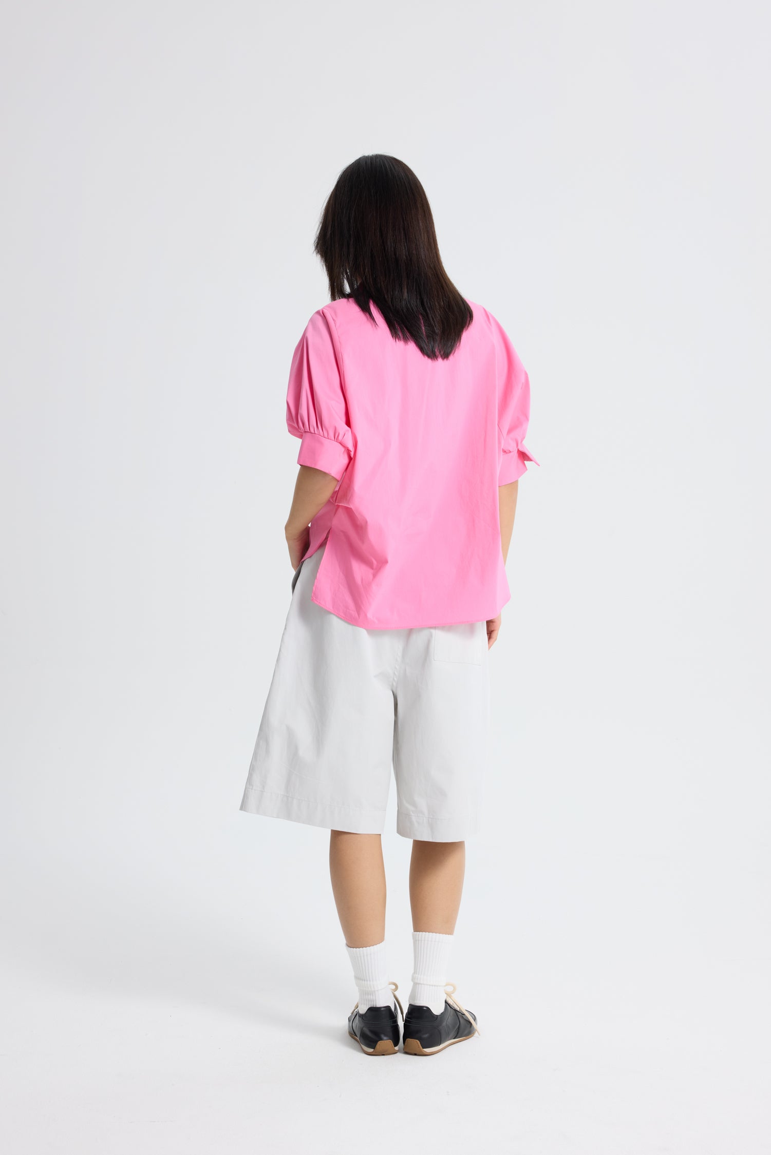 Cotton Puff Sleeve Blouse - Pink