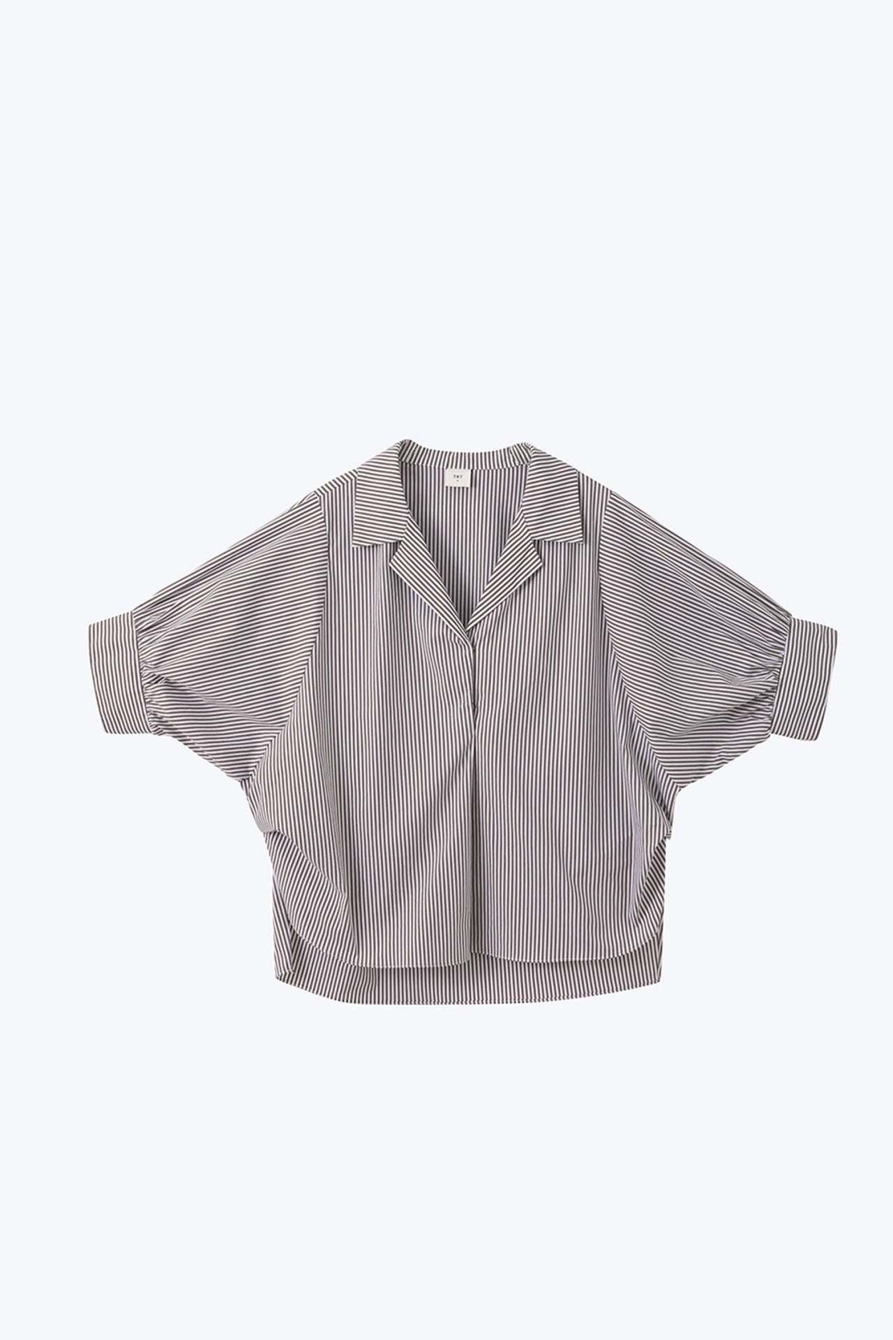 Cotton Striped Puff Sleeve Blouse - Cocoa Stripes