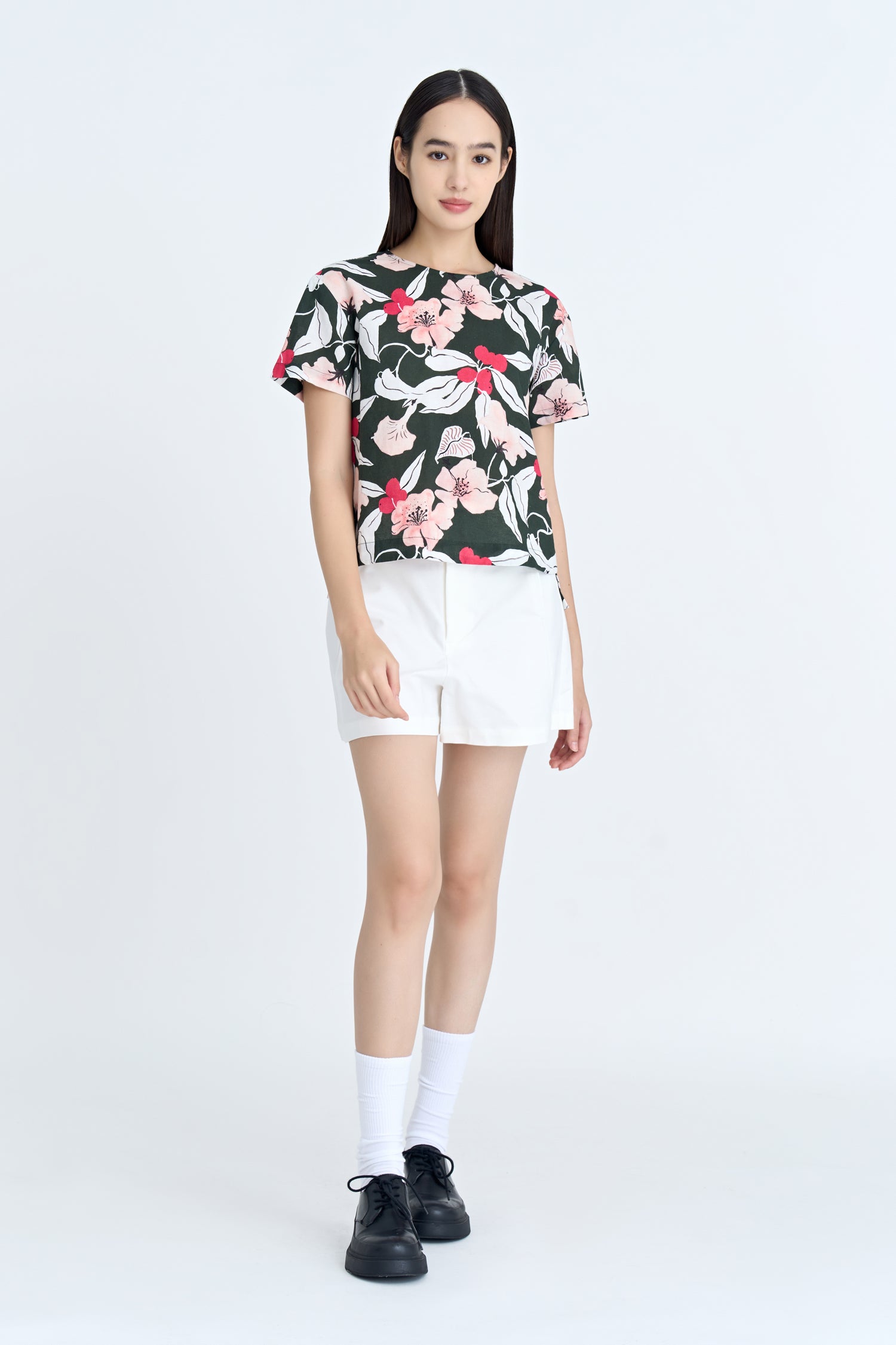 Floral Short Sleeve Blouse - Forest Floral