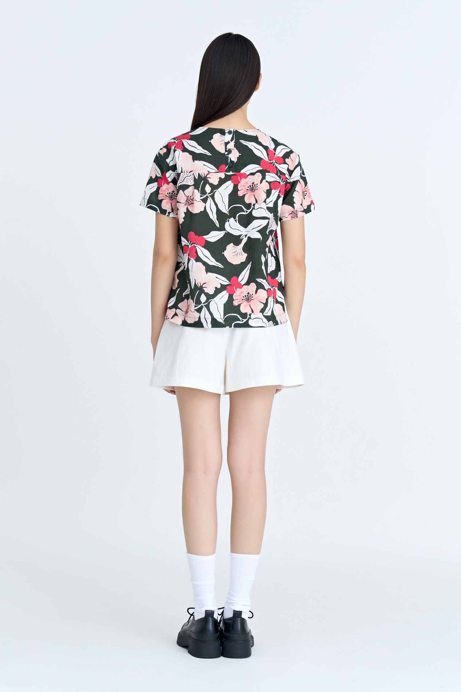 Floral Short Sleeve Blouse - Forest Floral