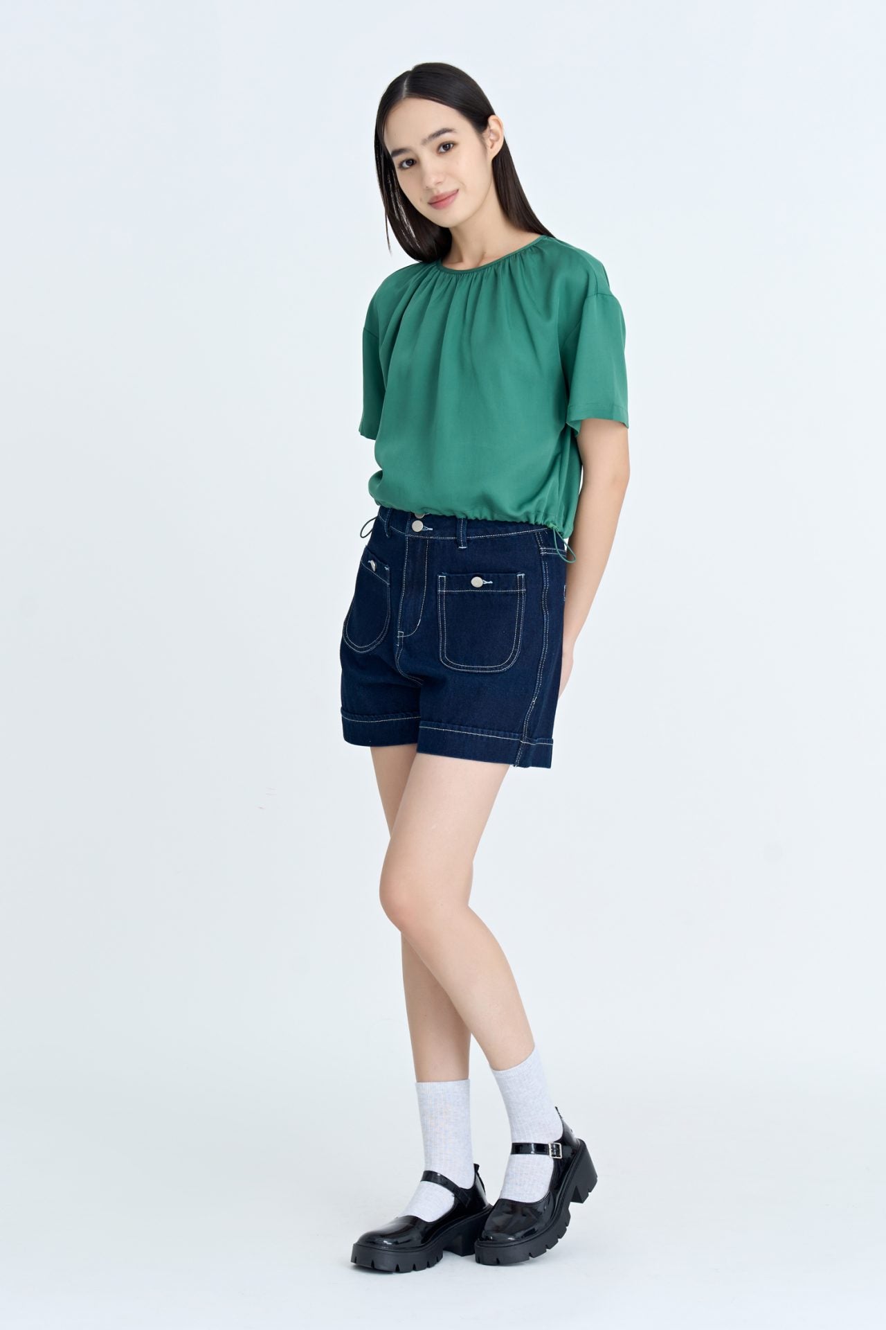 Gathered Drawcord Blouse