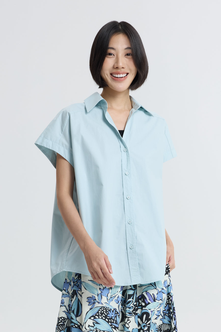 Cap Sleeve Blouse - Dusty Blue – The Restyle Trait Malaysia