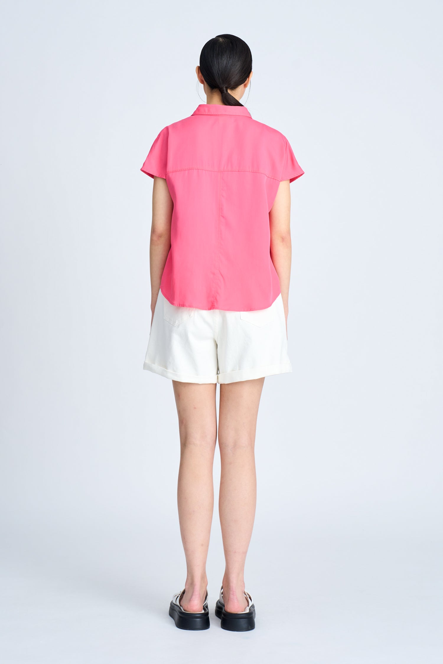 Cap Sleeve Blouse - Hot Pink