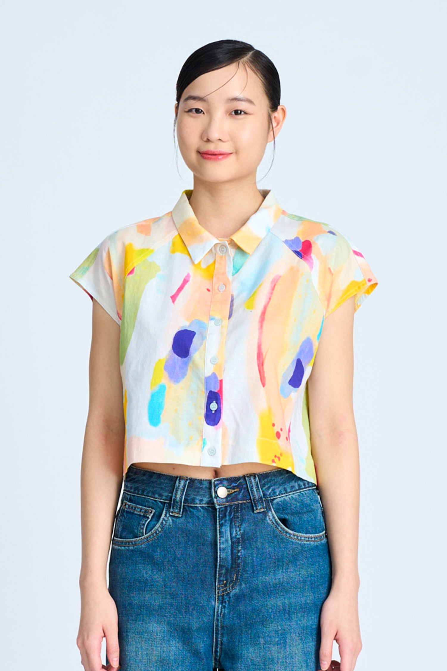 Watercolour Raglan Sleeve Blouse - Watercolour