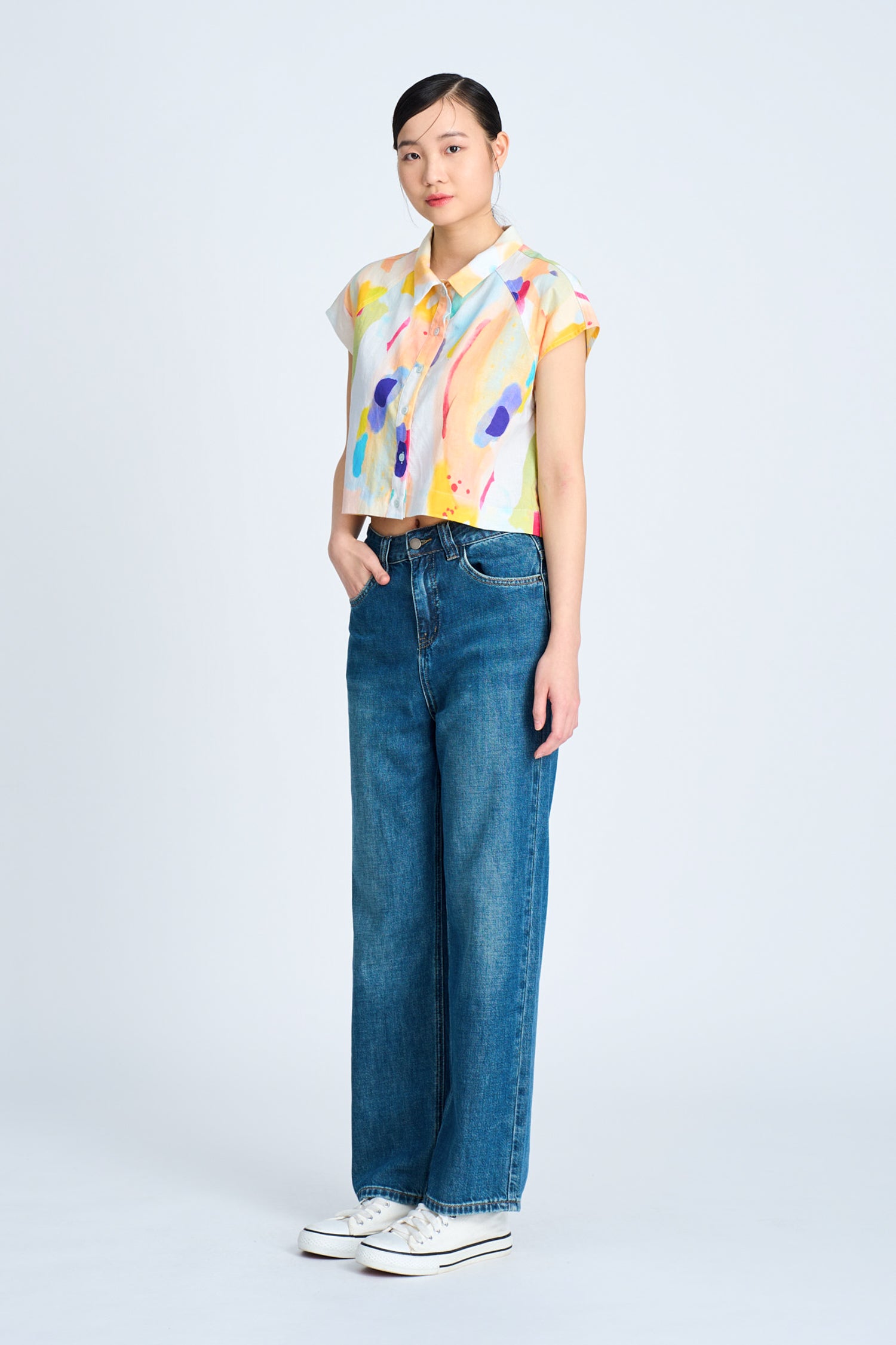 Watercolour Raglan Sleeve Blouse - Watercolour