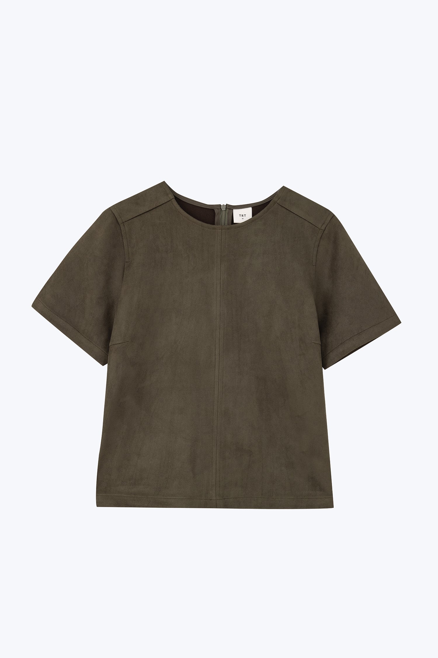 Suede Short Sleeve Blouse - Army Green