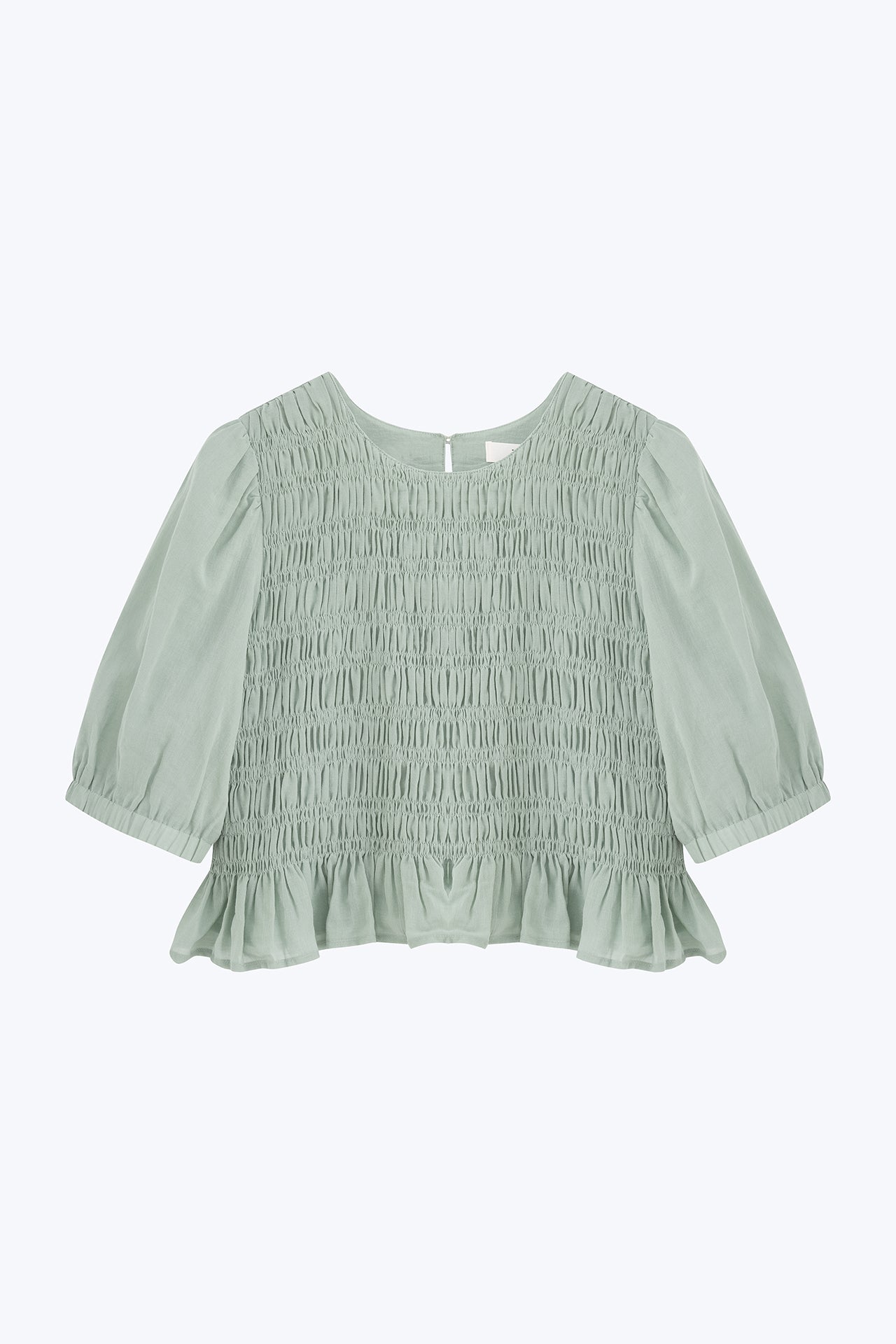 Puff Sleeve Smocked Top - Ice Green