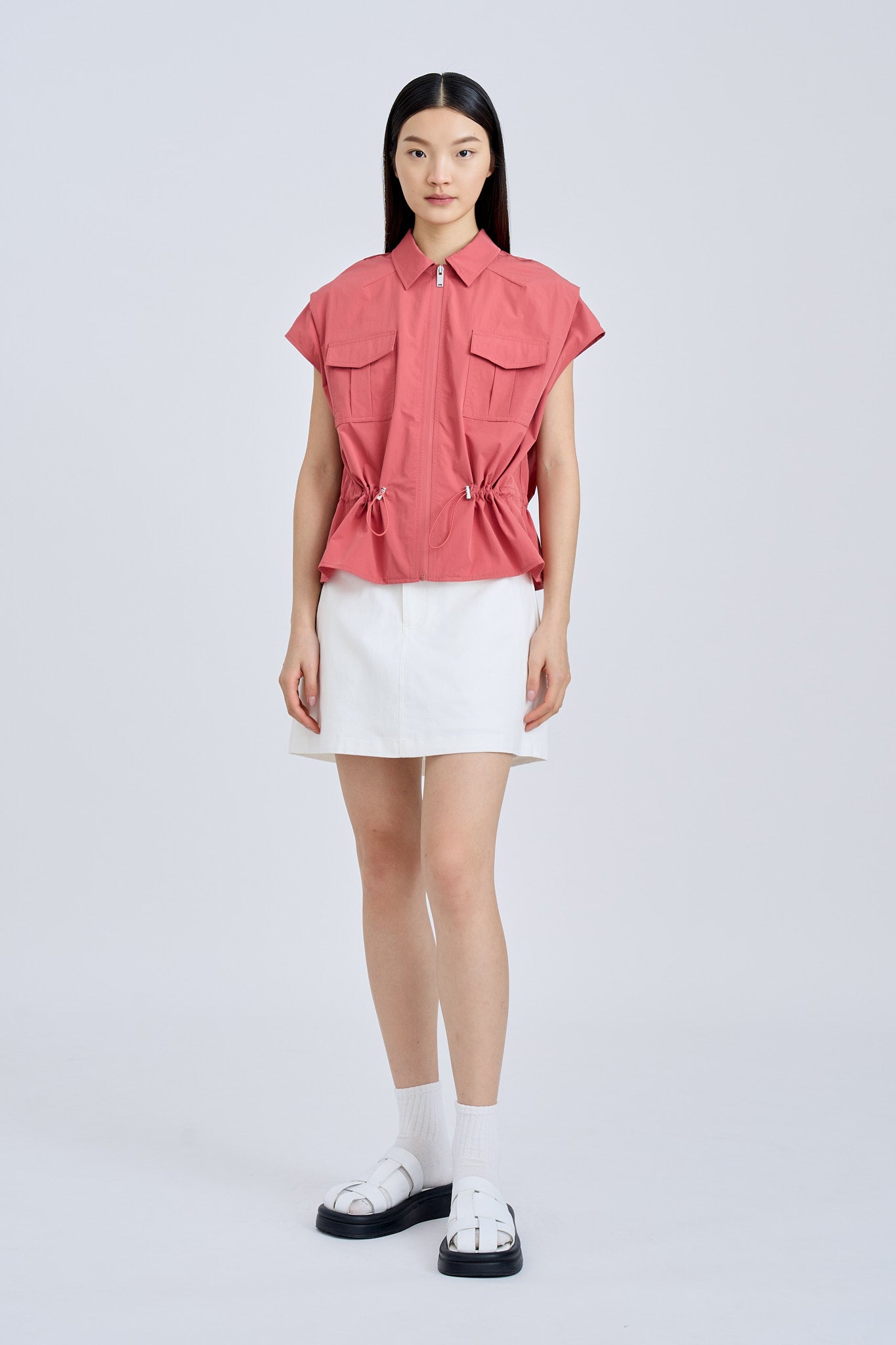 Drawcord Blouse - Dusty Cedar