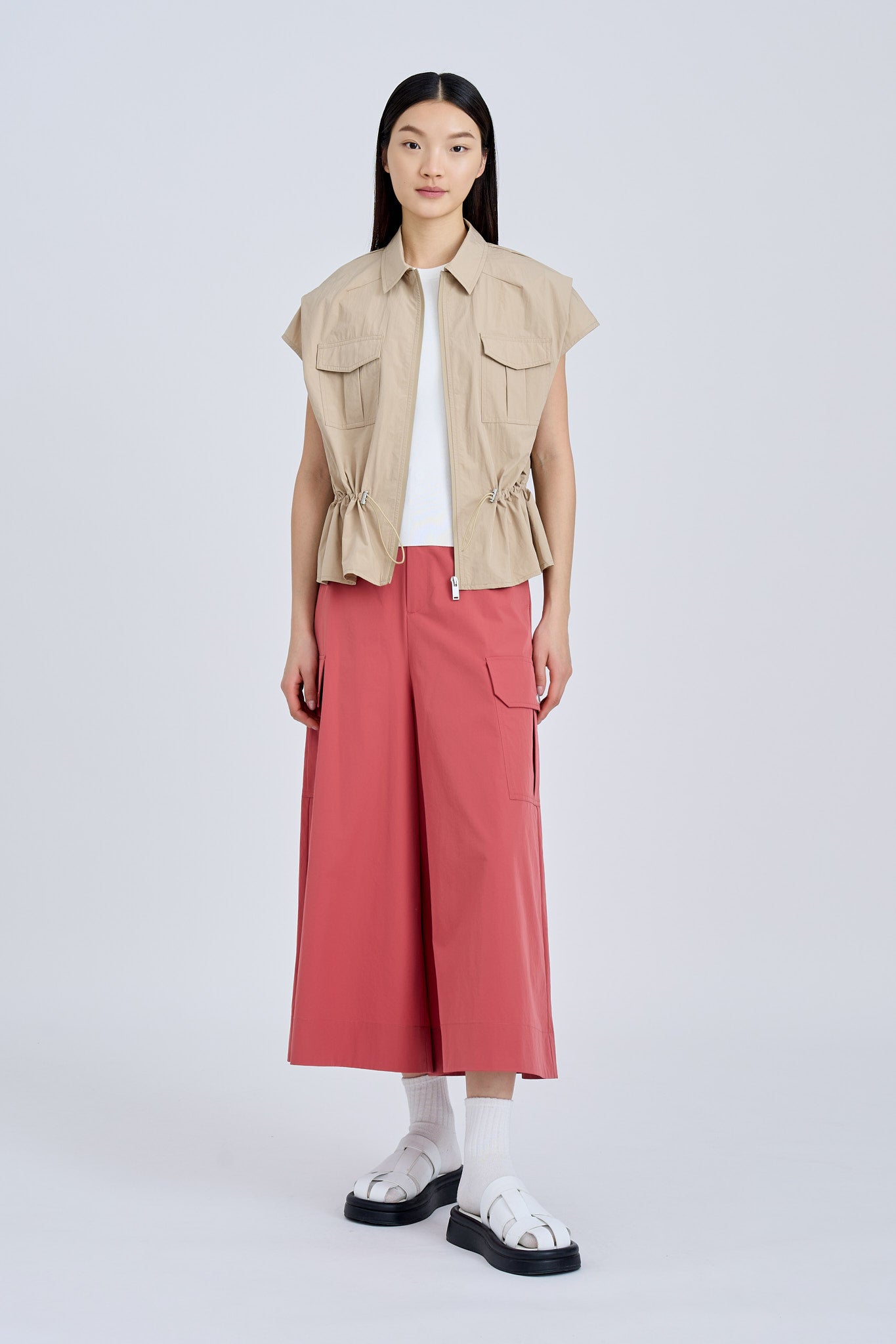 Drawcord Blouse - Khaki