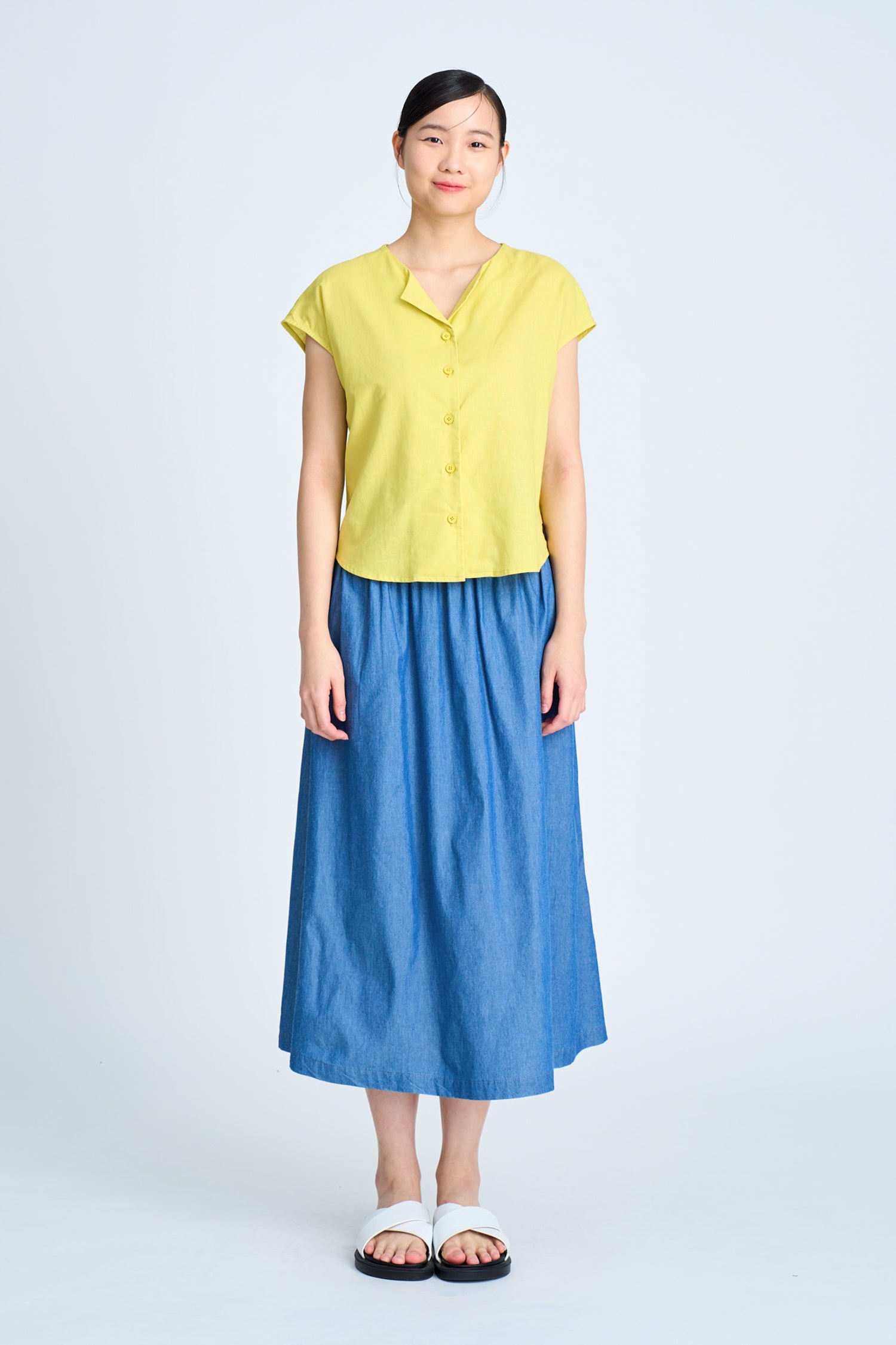 Sleeveless Button Blouse - Chartreuse