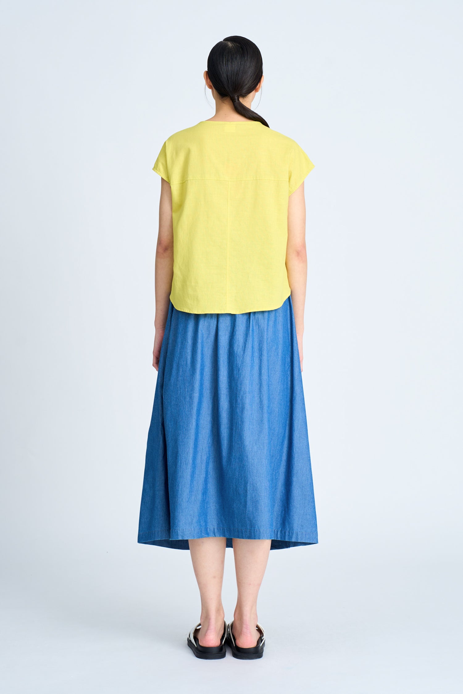 Sleeveless Button Blouse - Chartreuse