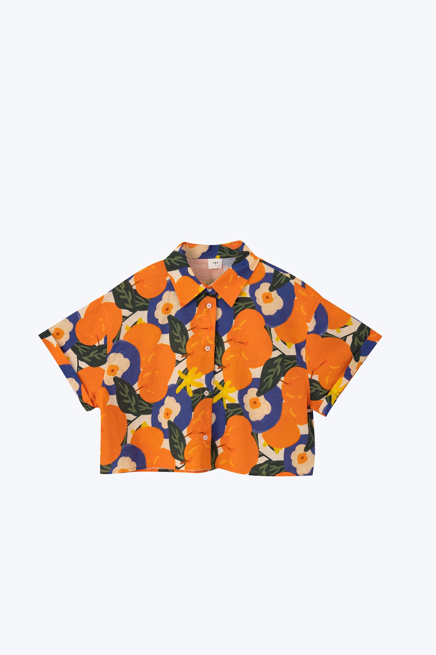 Floral Button Blouse - Floral Tangerine