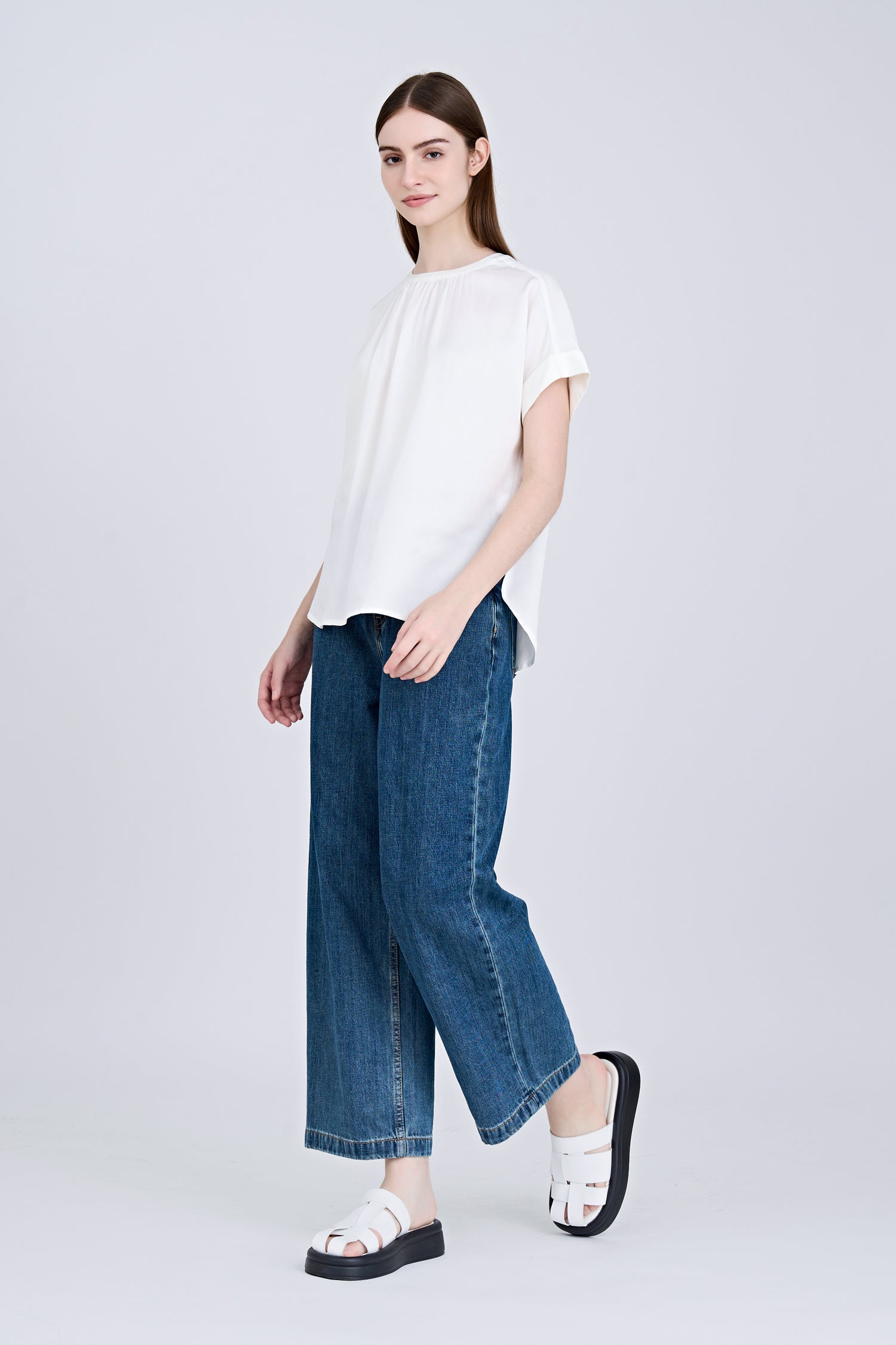 Gathered Neck Blouse - Cream