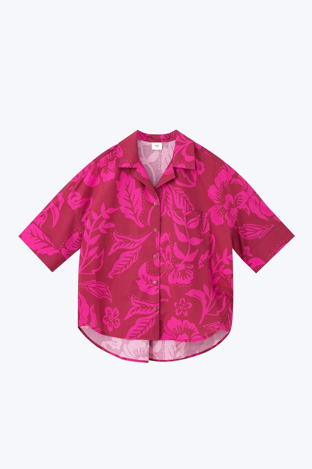 Patch Pocket Blouse - Floral Maroon