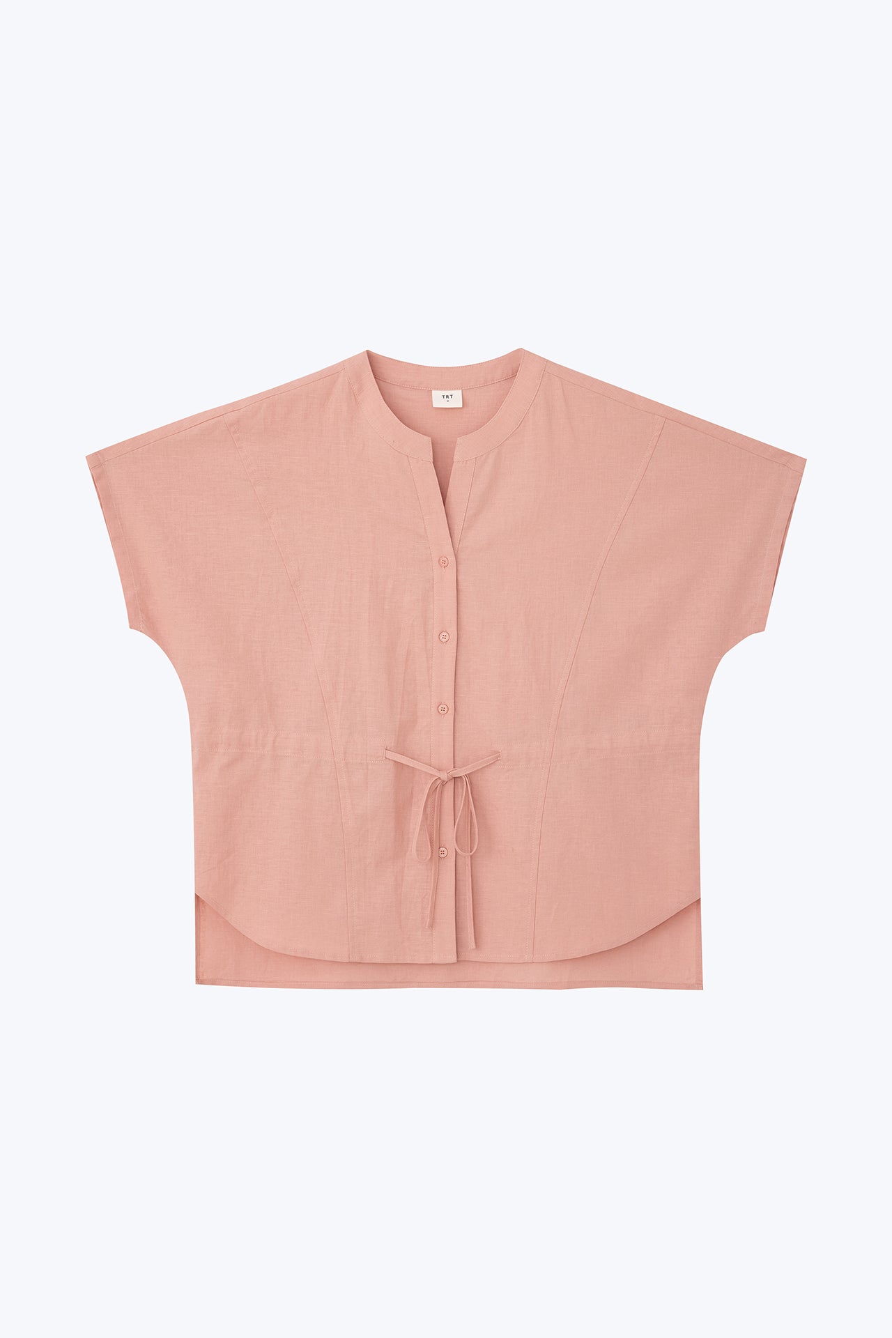 Wide Cut Drawstring Blouse - Blush