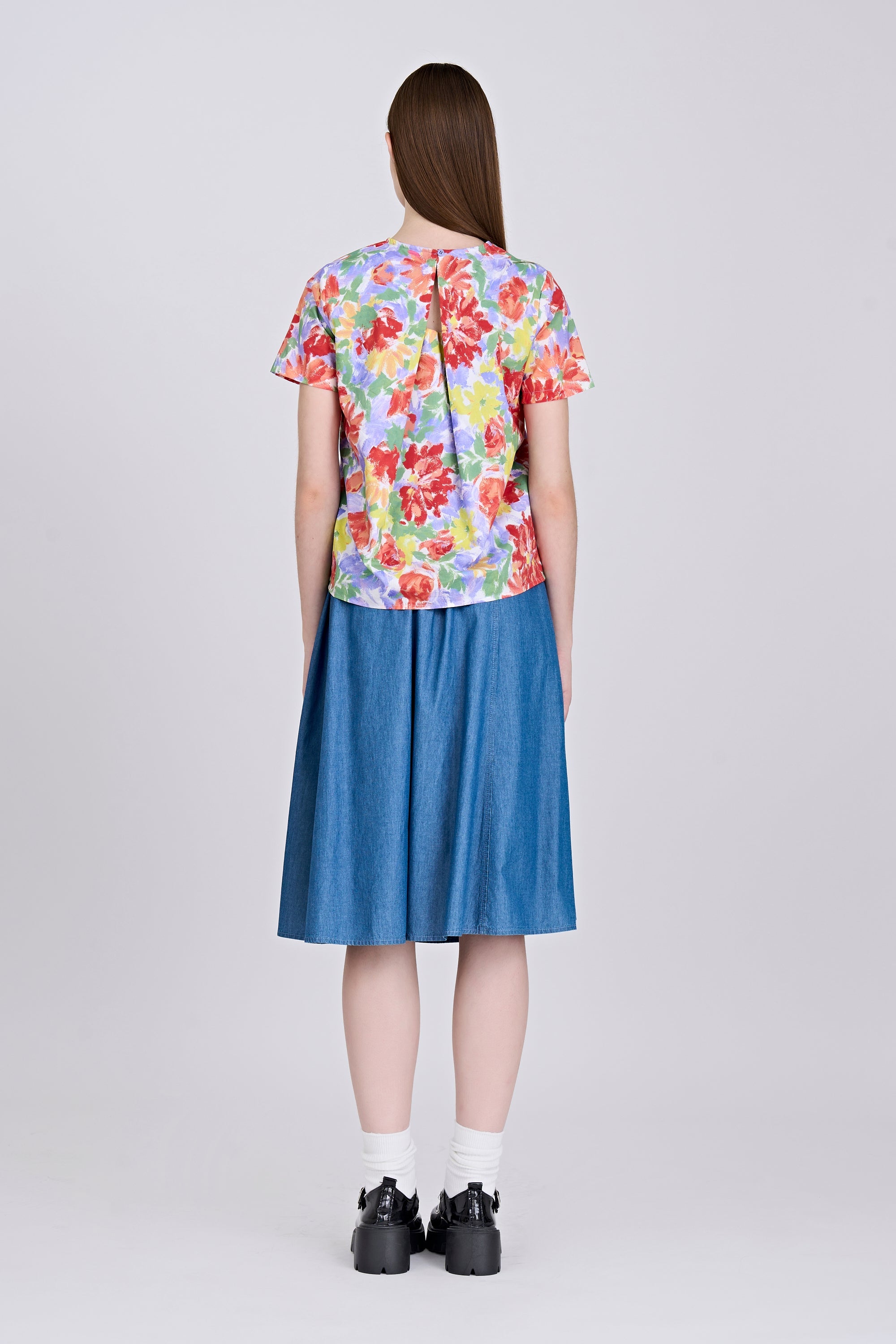 Floral Short Sleeve Blouse - Mixed Florals