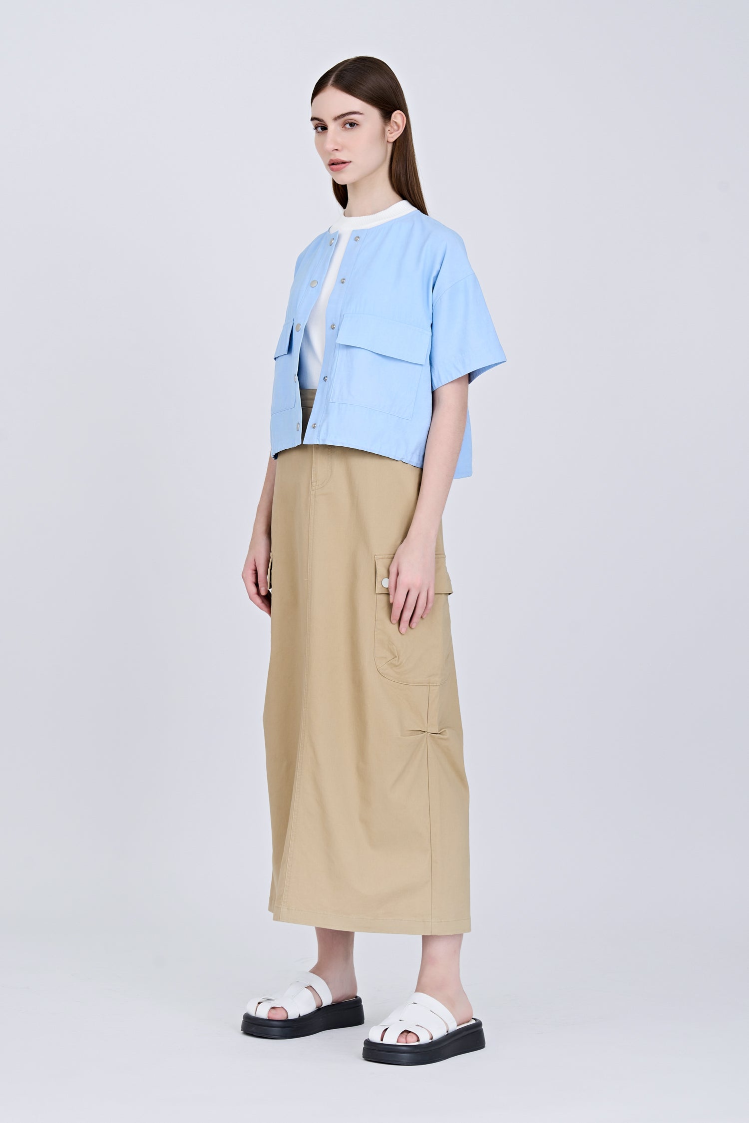 Boxy Cut Blouse - Sky Blue