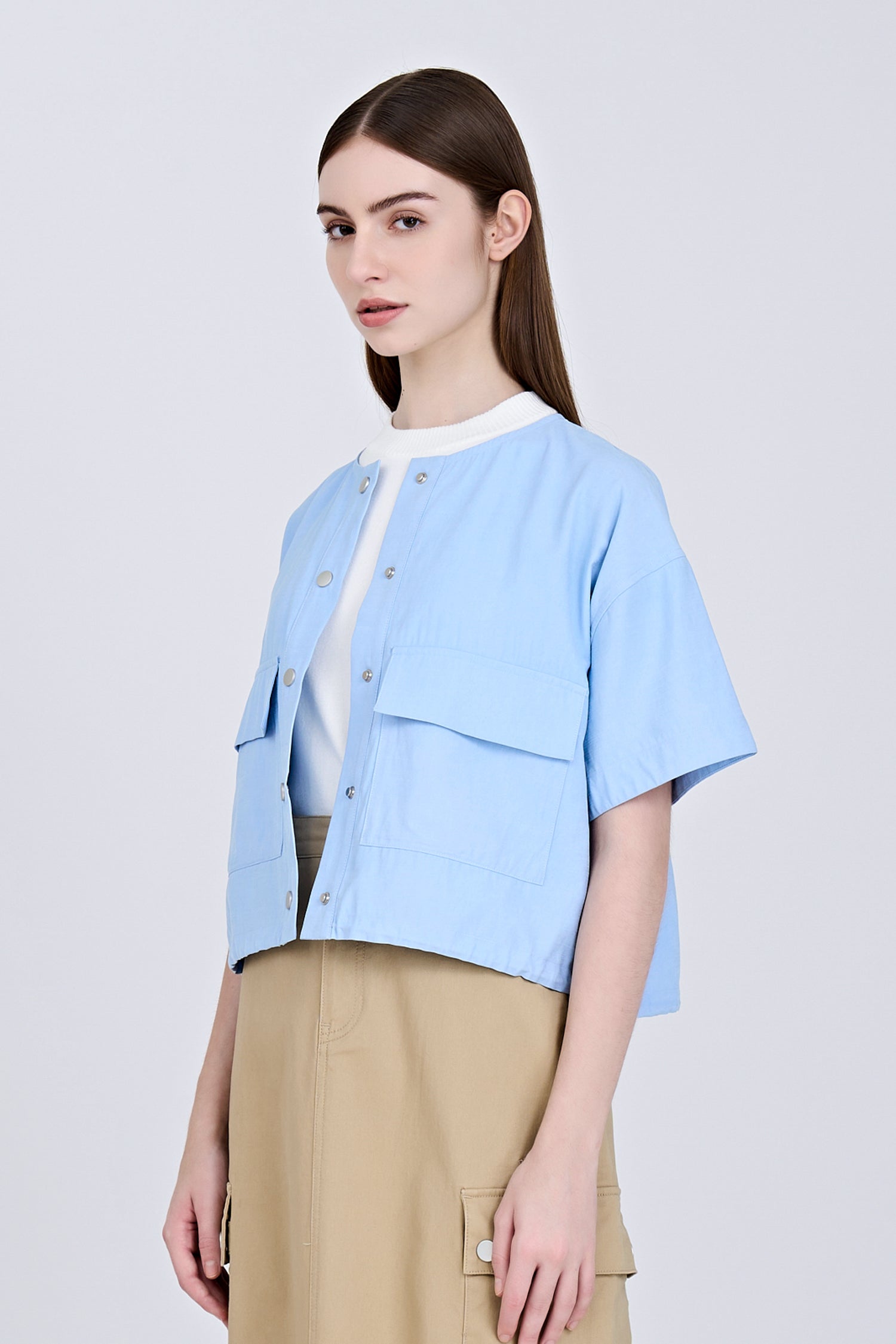 Boxy Cut Blouse - Sky Blue