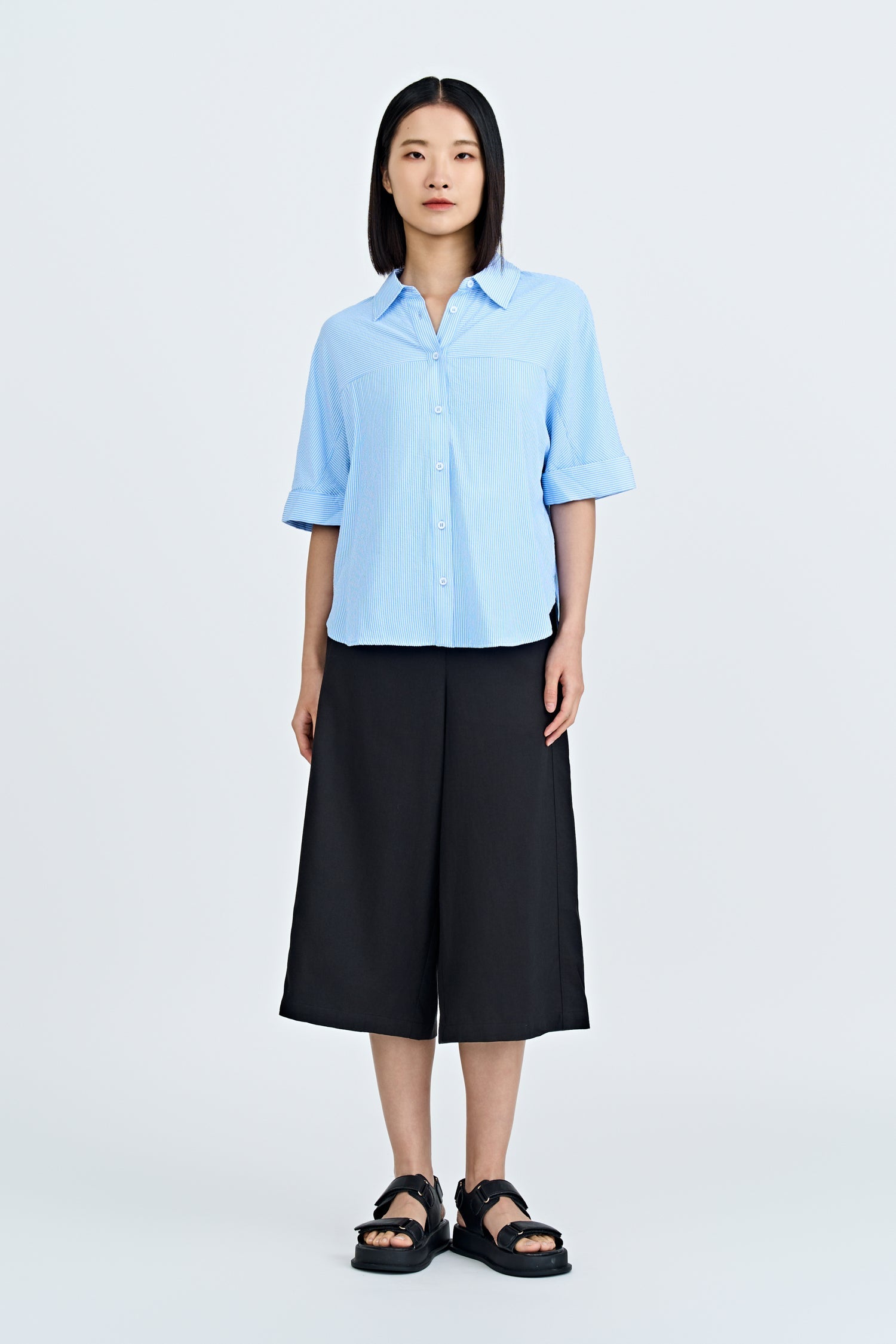 Striped Boxy Blouse - Stripes Blue