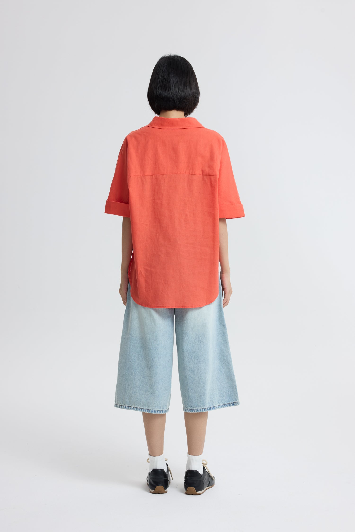 Boxy Short Sleeve Blouse - Vermillion