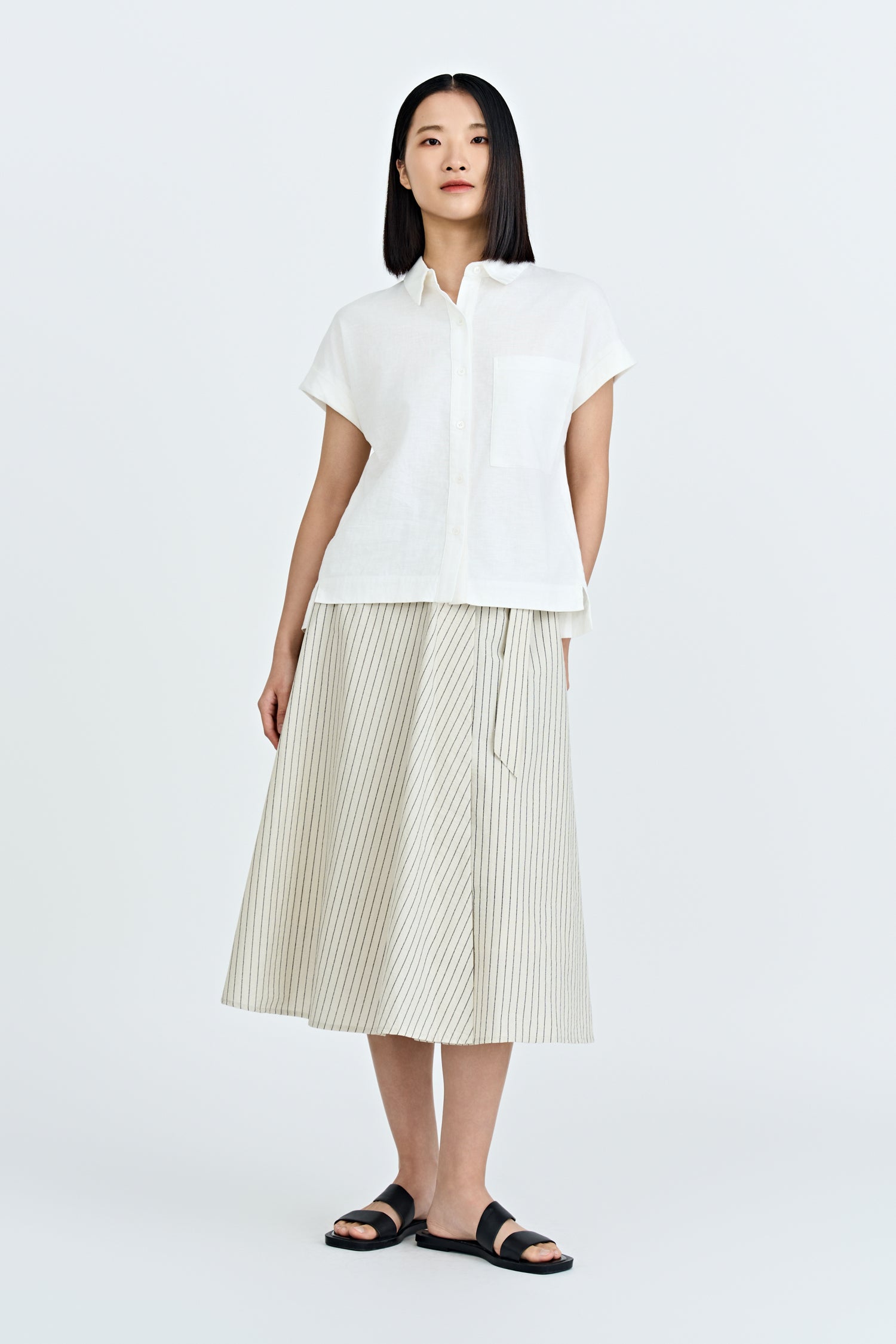 Roll Up Cuff Blouse - Cream