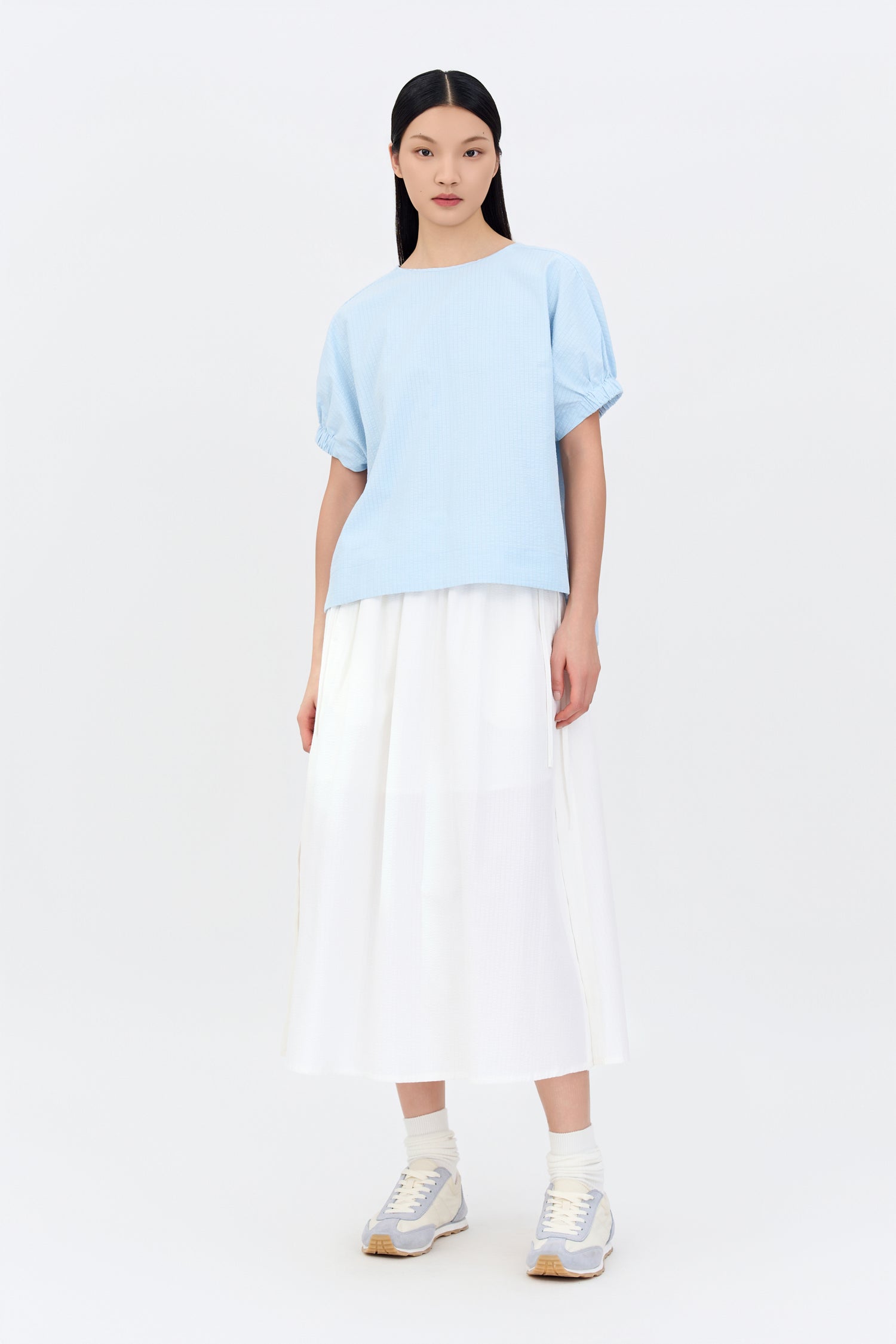Puff Sleeve Blouse - Sky Blue